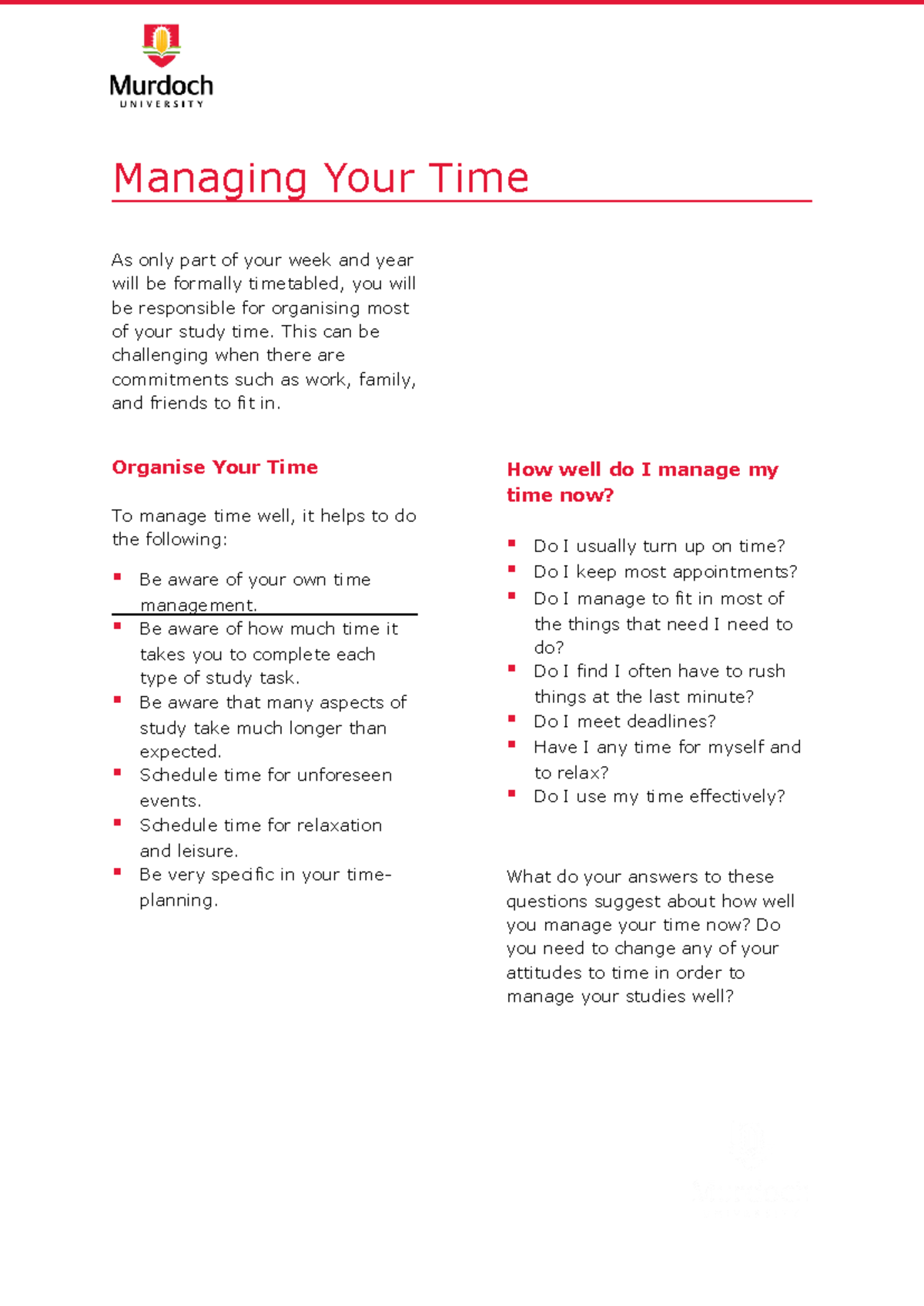 Managing Your Time and BP - Managing Your Time As only part of your ...