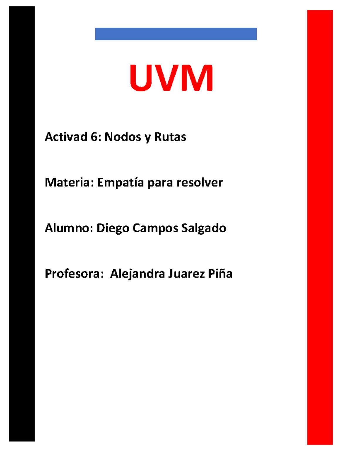 Activad 6 Nodos y Rutas - UVM Activad 6: Nodos y Rutas Materia: Empatía ...