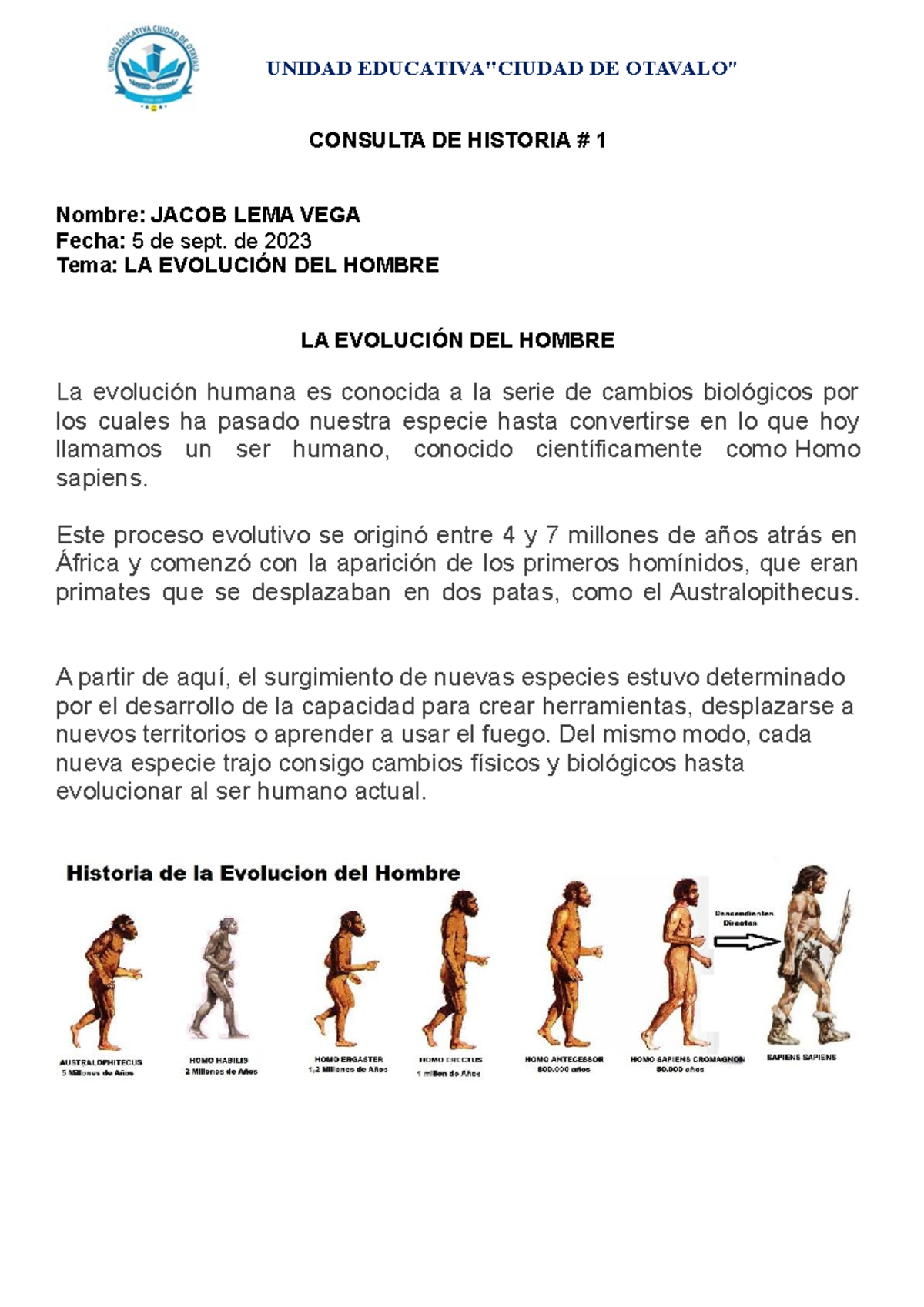 Formato Consultas Resumen De Evolución Del Hombre Consulta De Historia 1 Nombre Jacob 7889