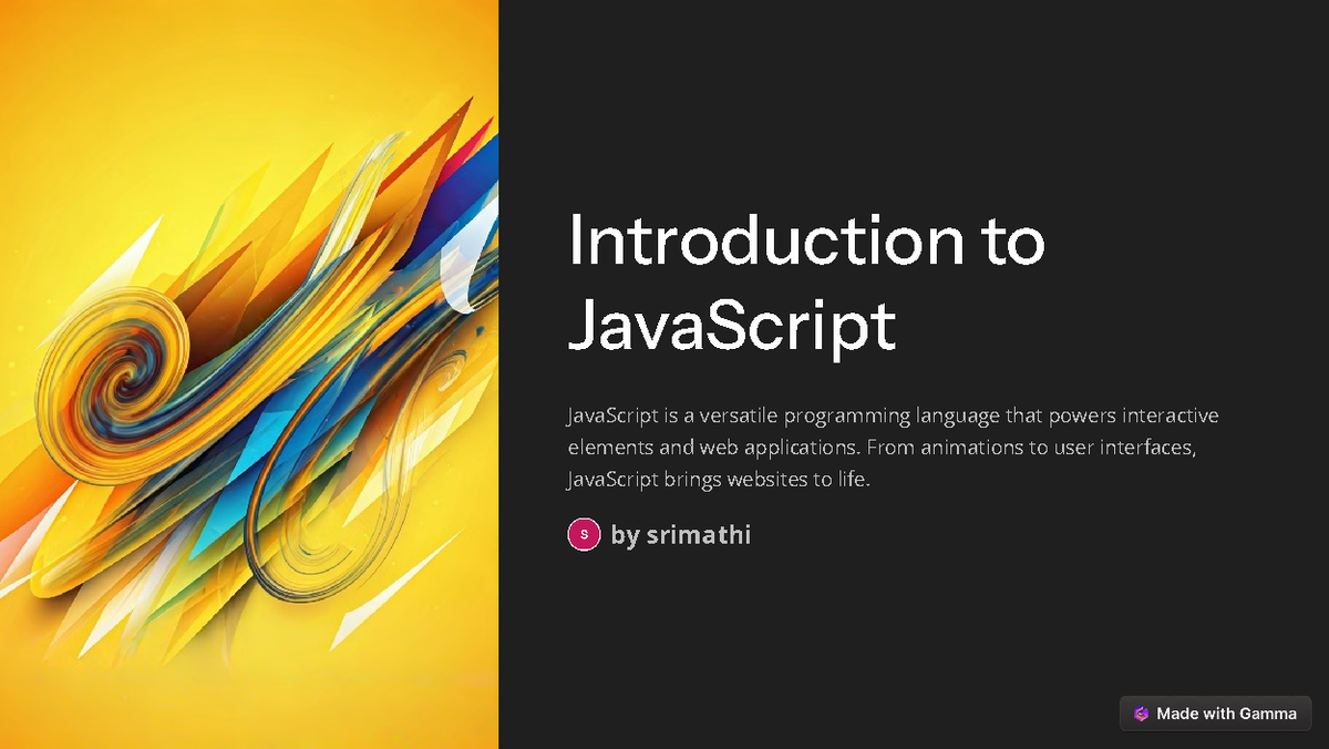Introduction-to-Java Script - Introduction to JavaScript JavaScript is ...