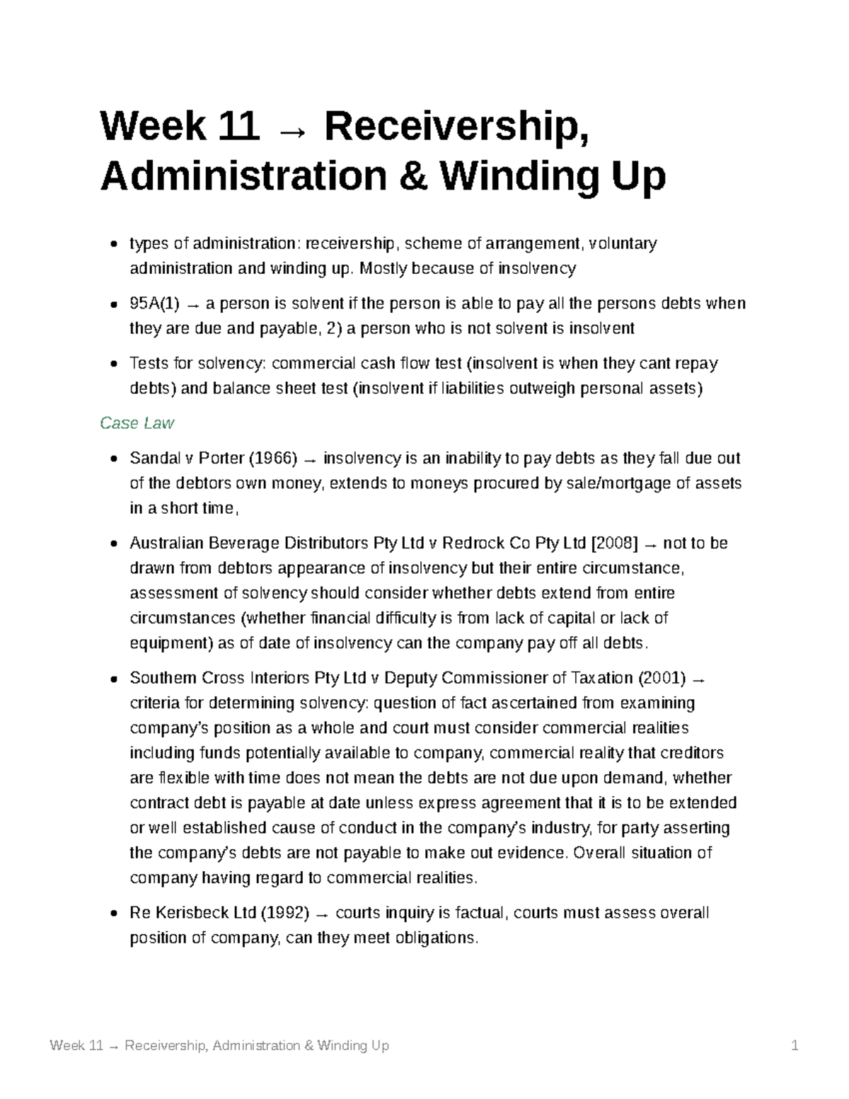 Week 11 Receivership Administration Winding Up Week 11 → Receivership