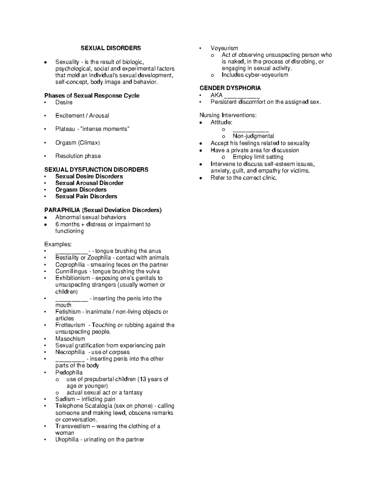 Sexual-disorders - Psych - SEXUAL DISORDERS Sexuality - is the result ...