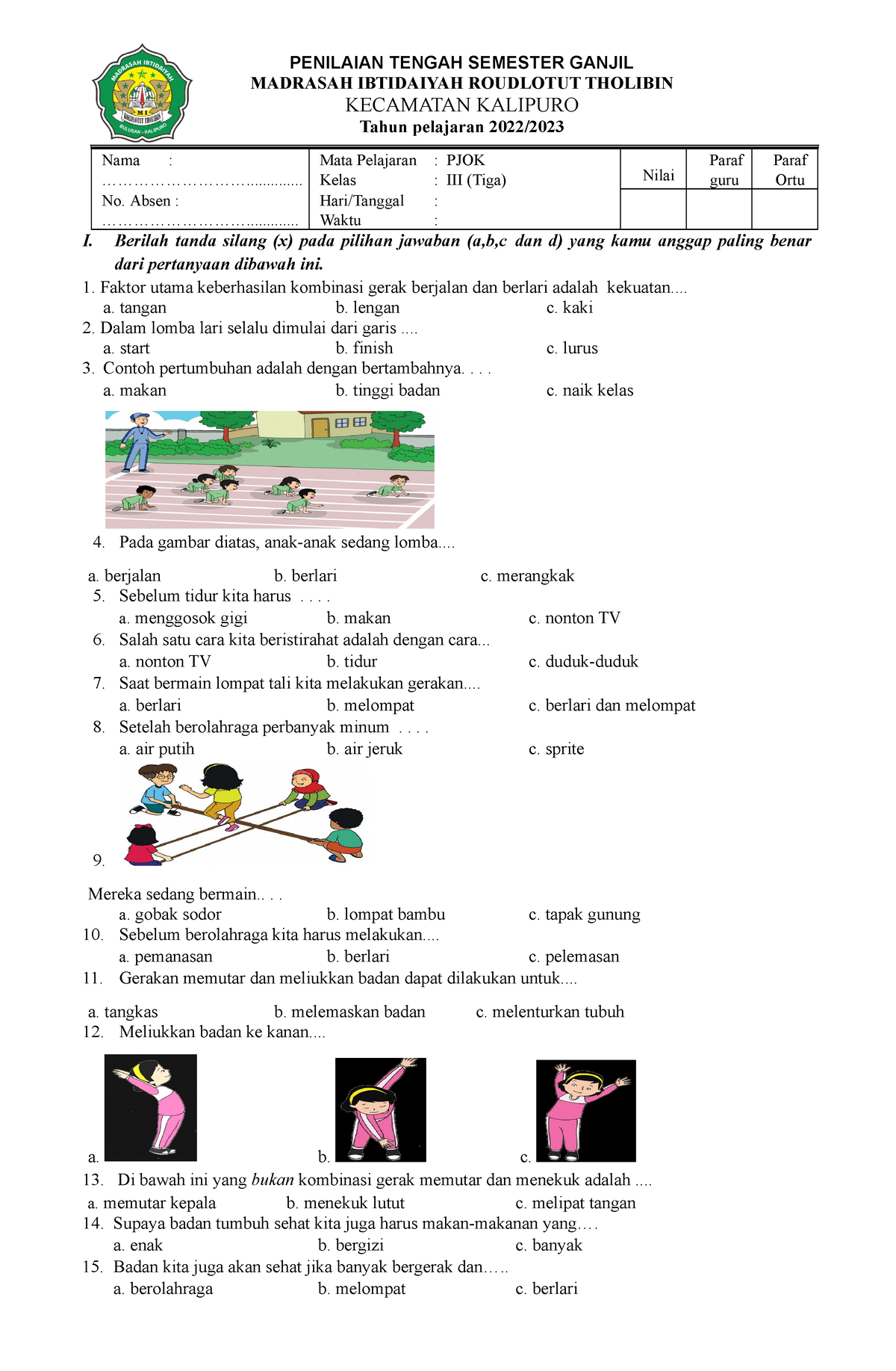 SOAL PJOK Kelas 3 SEM 1 - Soal - Robbins Patologia Básica9 - PENILAIAN ...