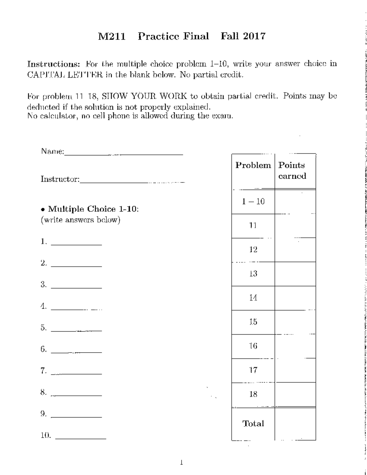 M211 FL17 Practice Final (solution) - L201 - Studocu