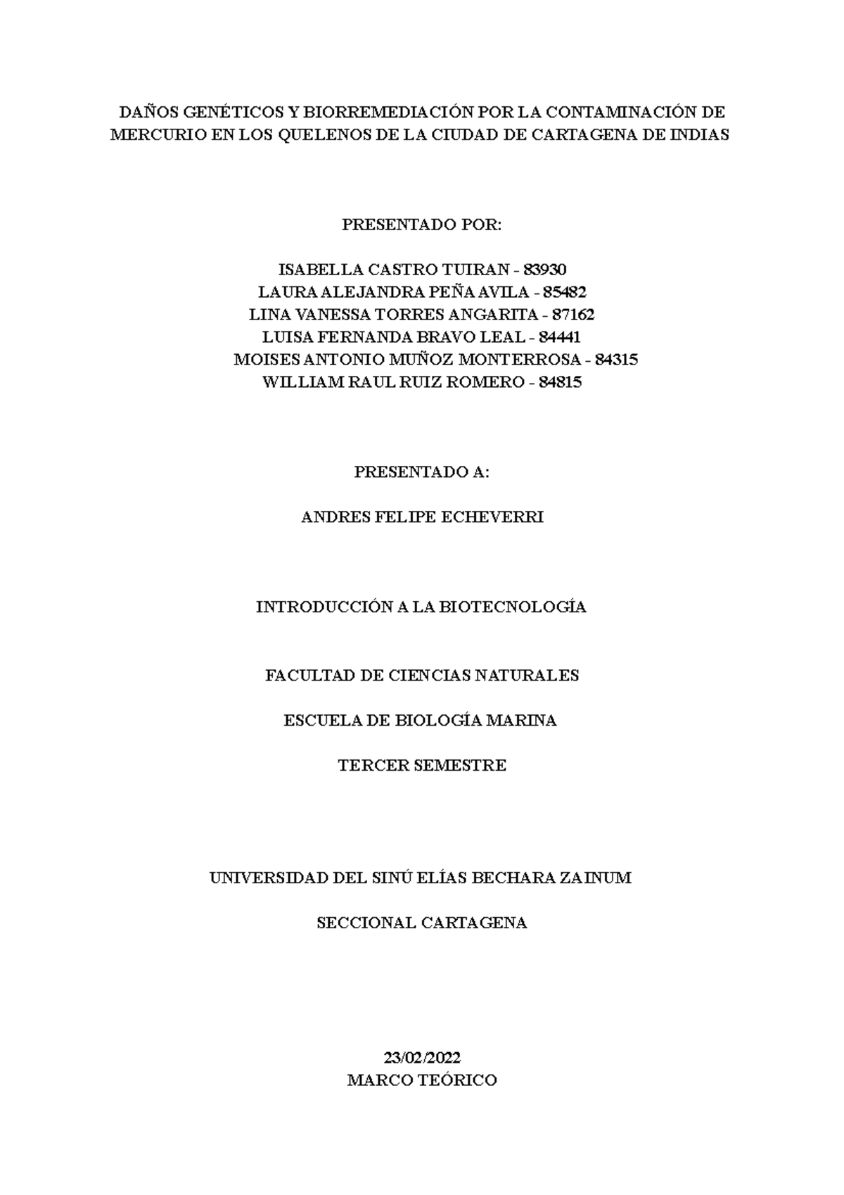 Daños Genético Y Biorremediación POR LA Contaminación DE Mercurio EN ...