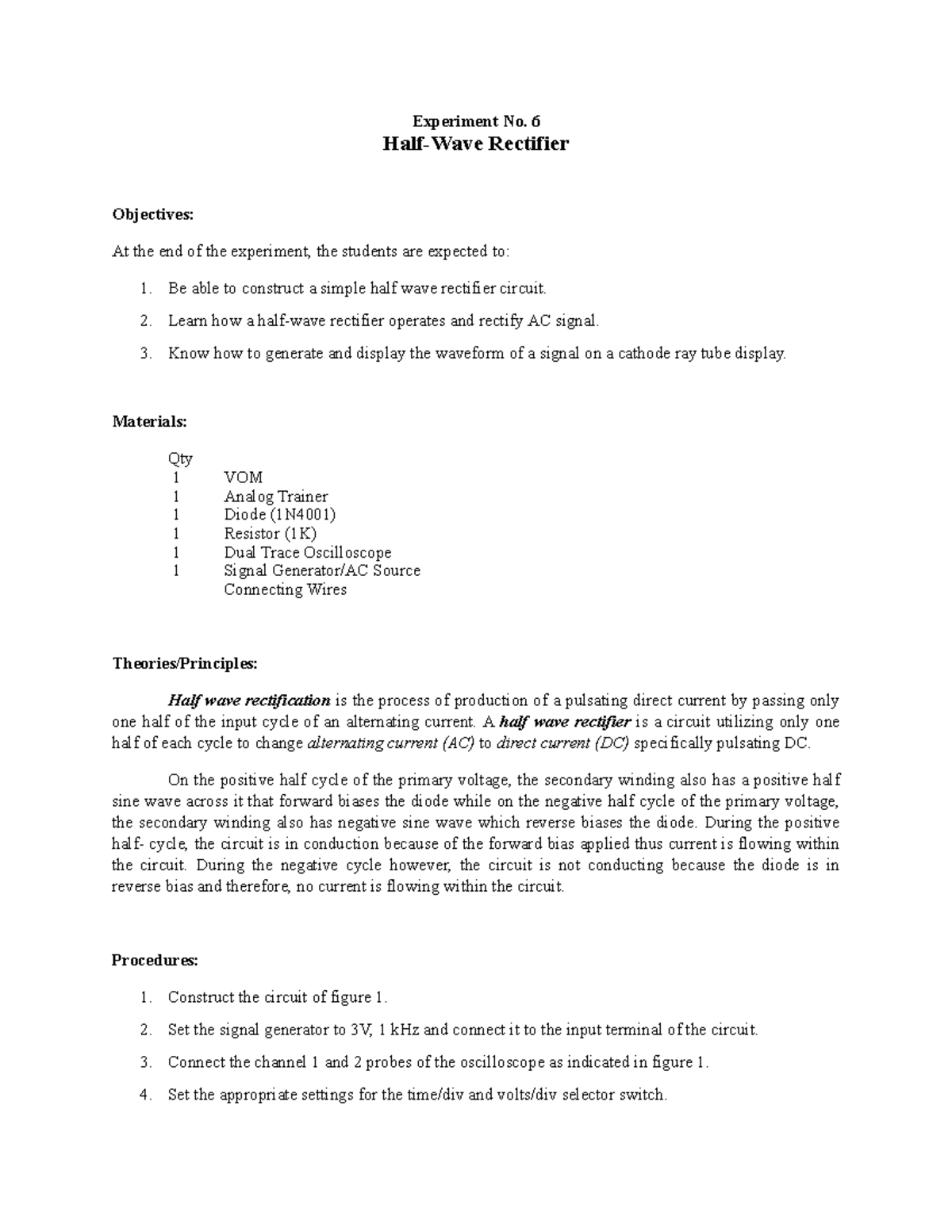 6 Mechanical - Half-Wave Rectifier - Practical - Mechanical engineering ...