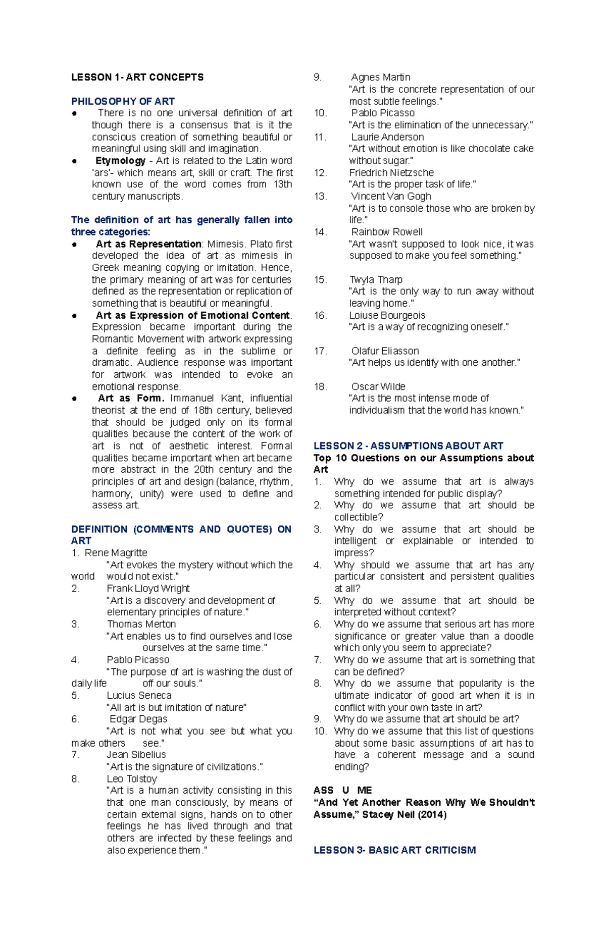 ART APP ( Prelims) Chapter one until 4 LESSON 1 ART CONCEPTS