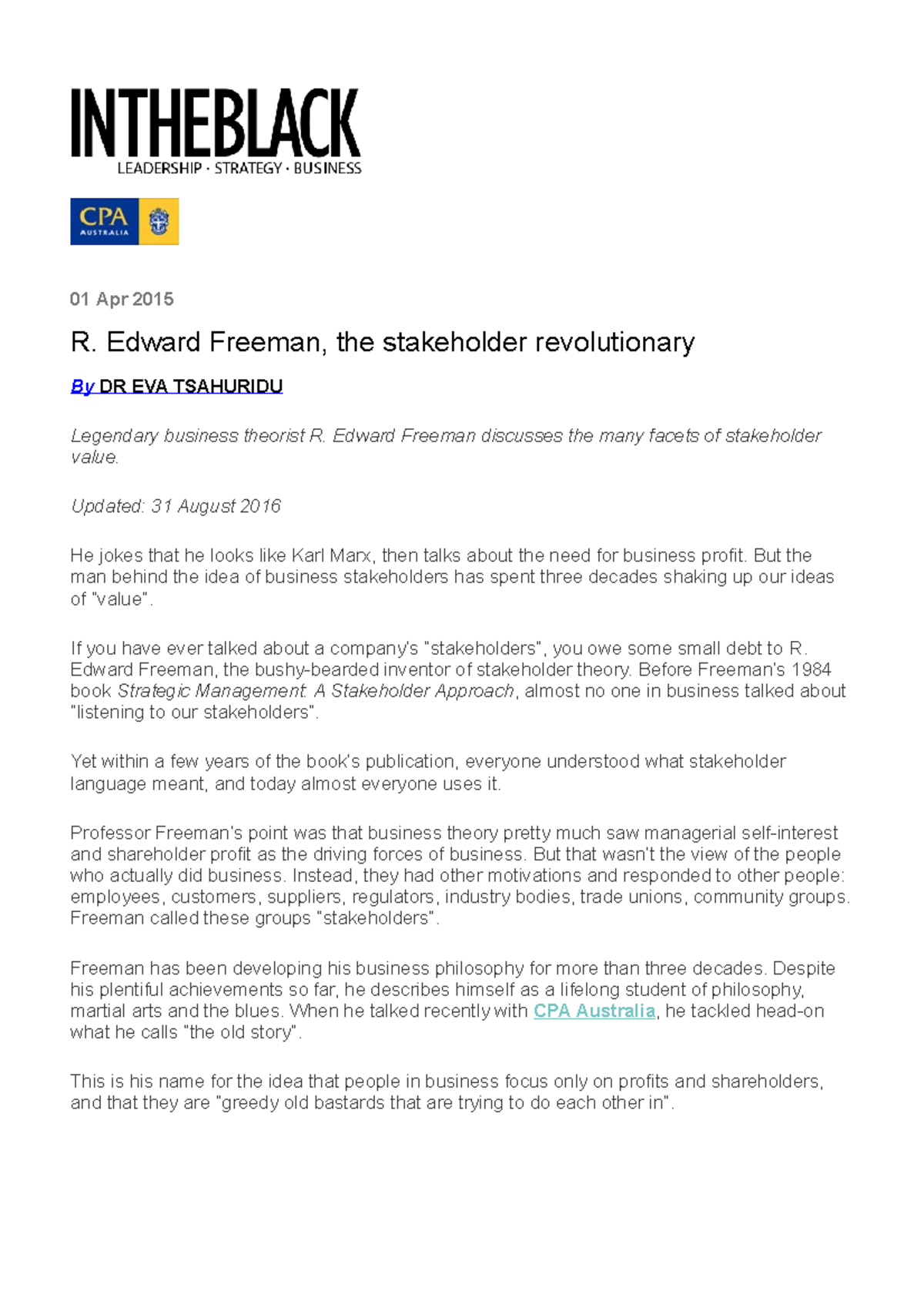 Case+Study+2 LF01 s3+2018 - Follow 01 Apr 2015 R. Edward Freeman, the ...