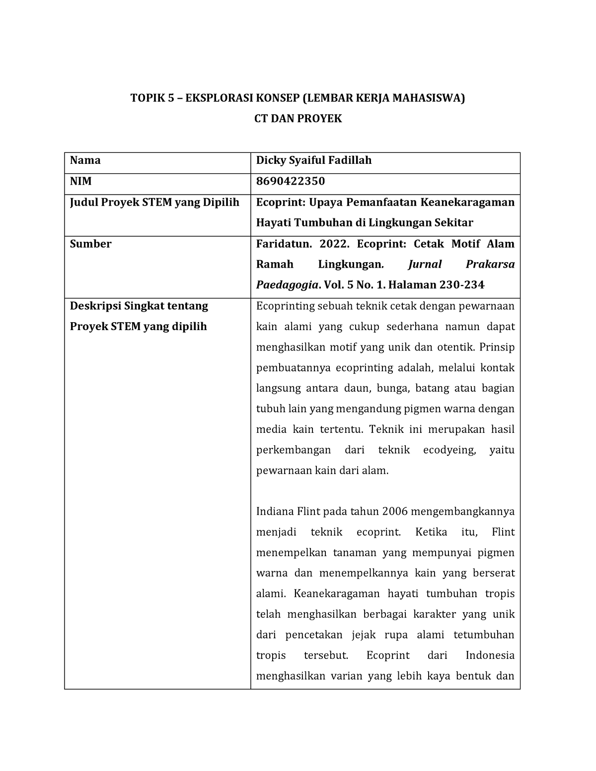 Eksplorasi Konsep LKM - TOPIK 5 – EKSPLORASI KONSEP (LEMBAR KERJA ...