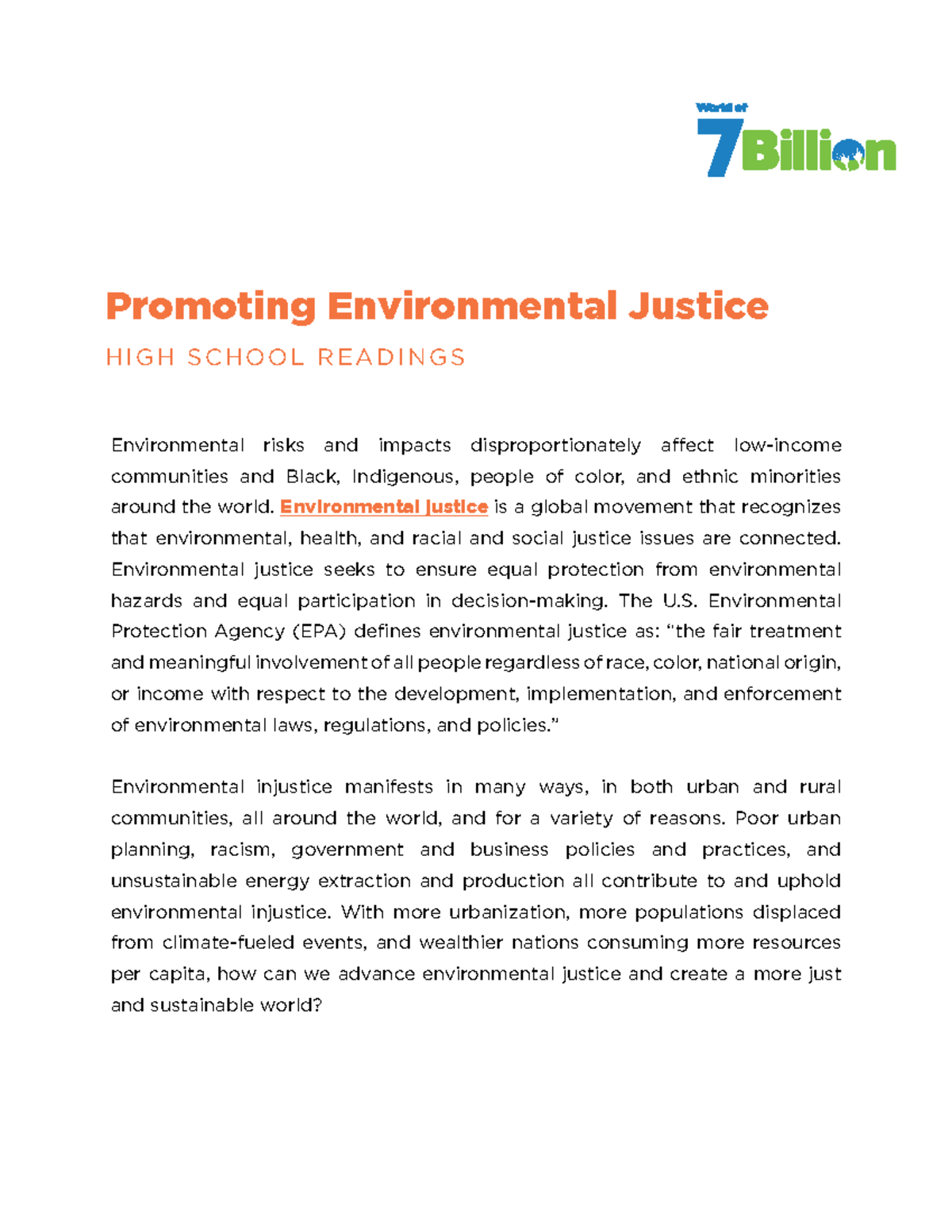 environmental justice research proposal