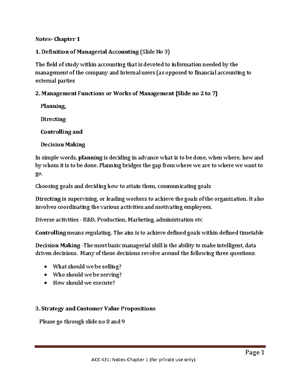 Notes-Chapter 1 - Summary Managerial Accounting - Warning: TT ...