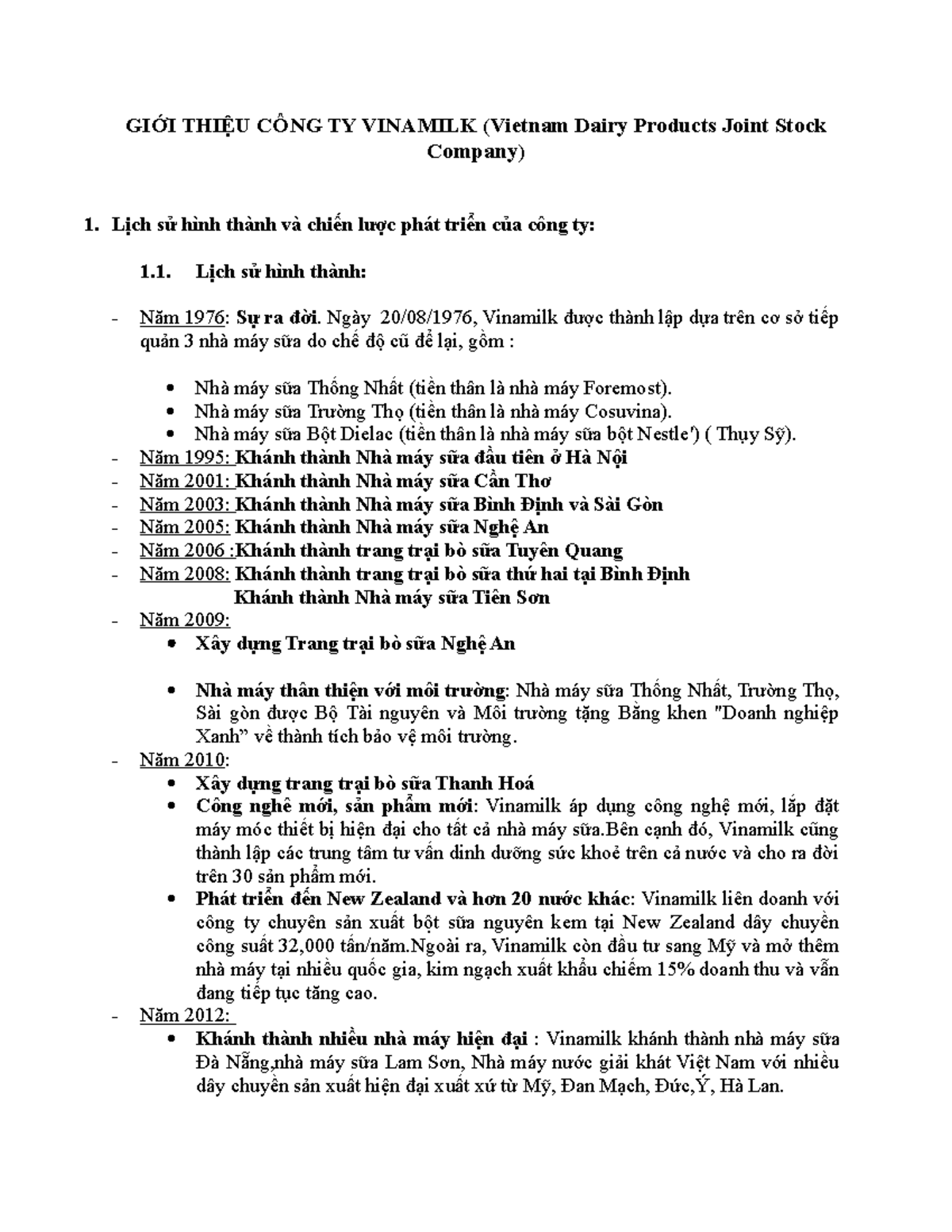 GIỚI THIỆU CÔNG TY Vinamilk GIỚI THIỆU CÔNG TY VINAMILK (Vietnam