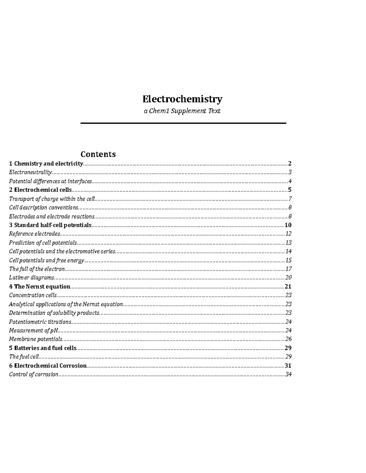 Electrochemistrysupplement text Electrochemistry a Chem1 Supplement