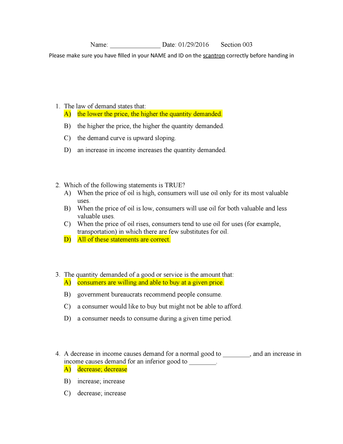 Exam January 29 Spring 2016 Questions And Answers Studocu