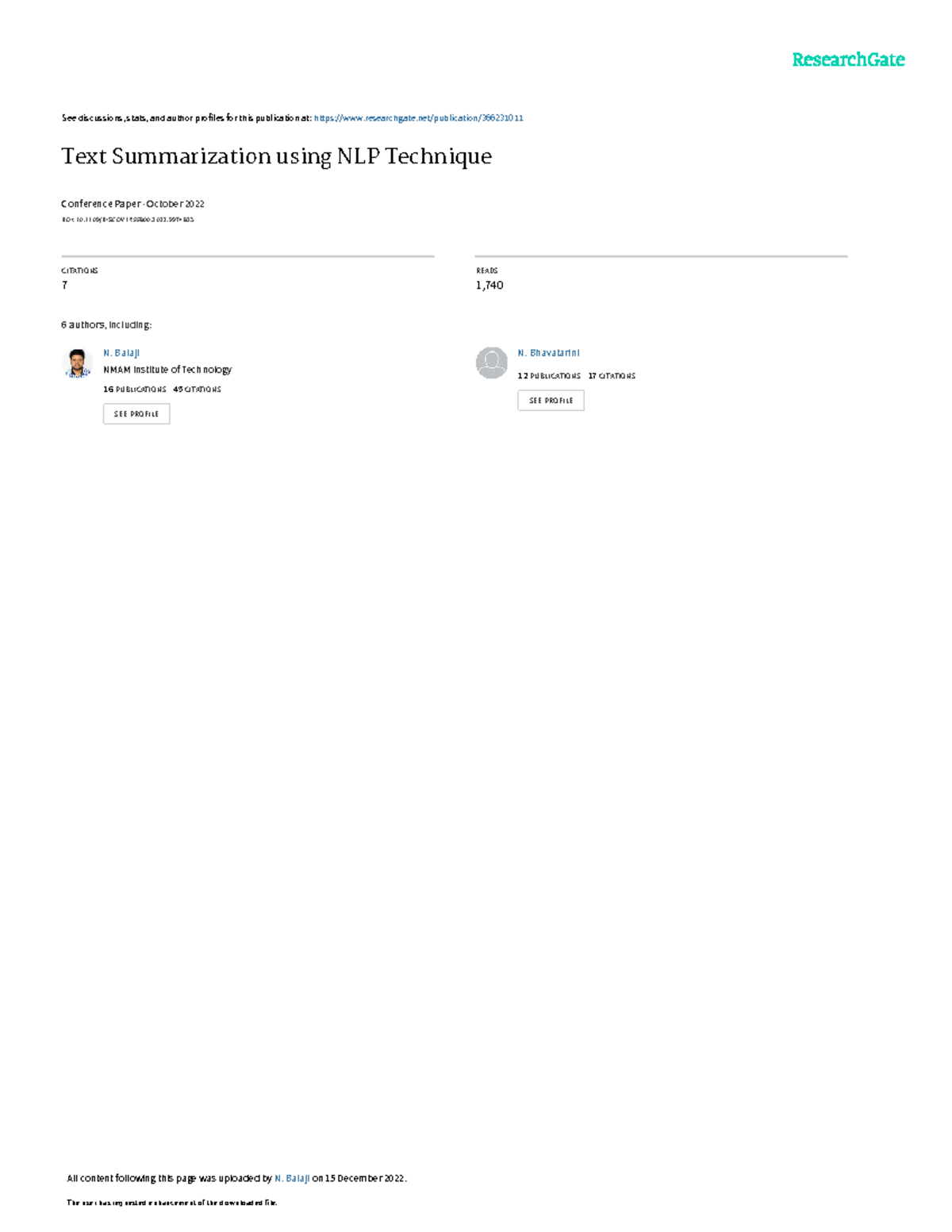 Text Summarization using NLP Technique - See discussions, stats, and ...