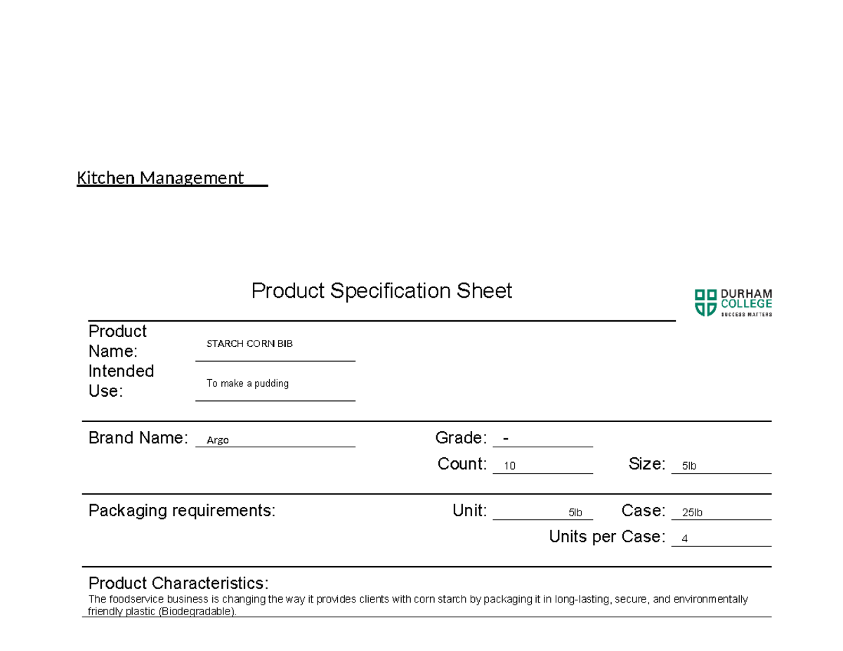 Kitchen Management 4 - Essay - Kitchen Management Product Specification ...