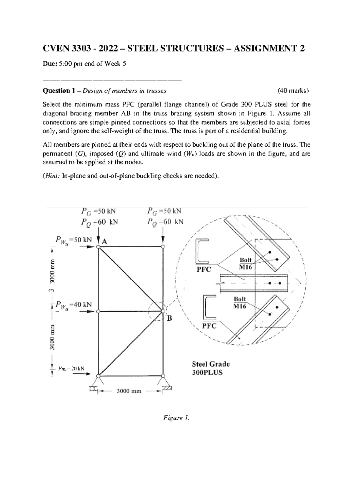 CVEN3303 Steel Assignment #2 - CVEN 3303 - 2022 – STEEL STRUCTURES ...