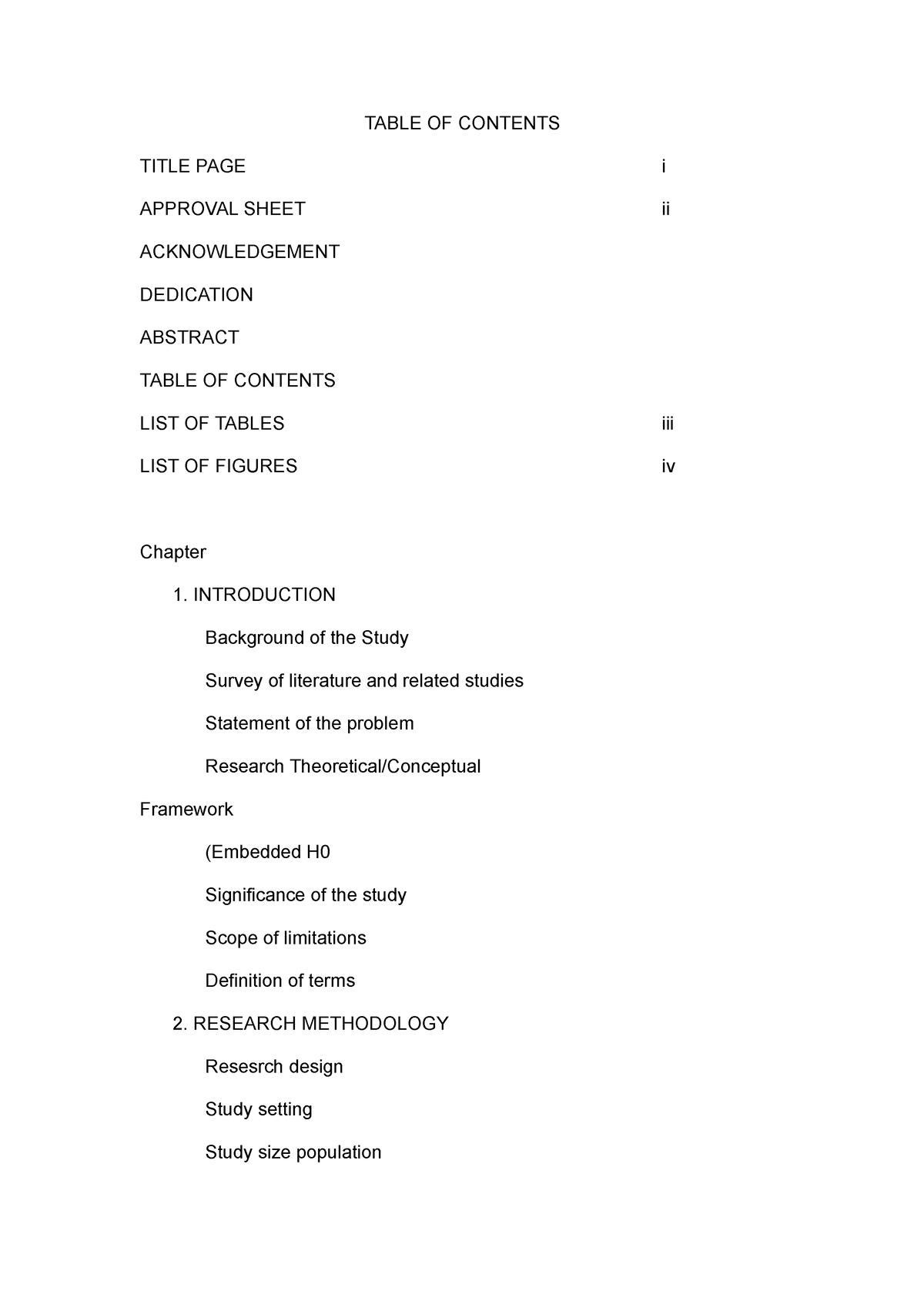 1 Table OF Contents - TABLE OF CONTENTS TITLE PAGE i APPROVAL SHEET ii ...