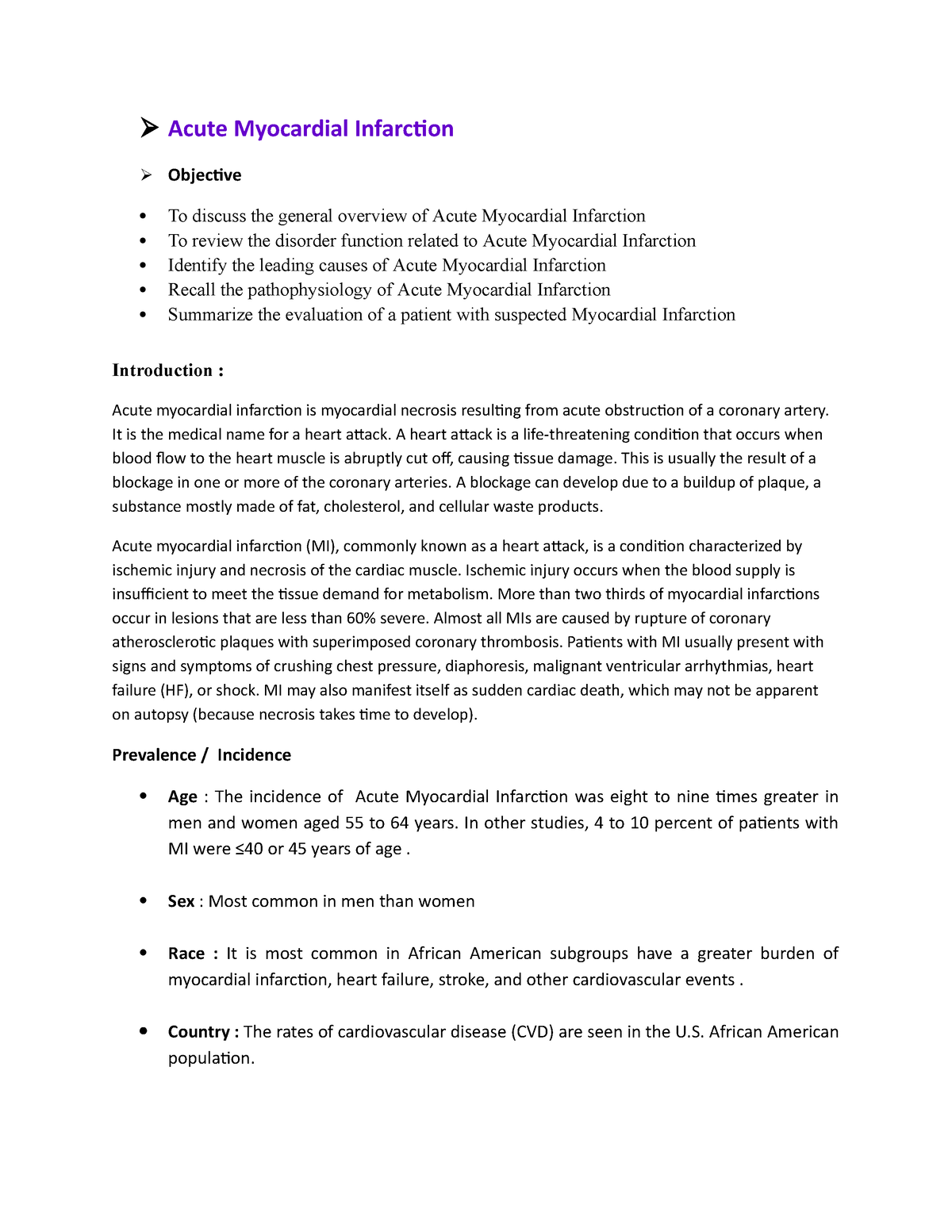 myocardial infarction case study nursing pdf