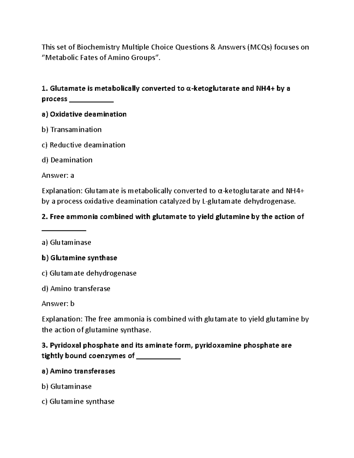 MCQ Protein - Biochemistry - This Set Of Biochemistry Multiple Choice ...