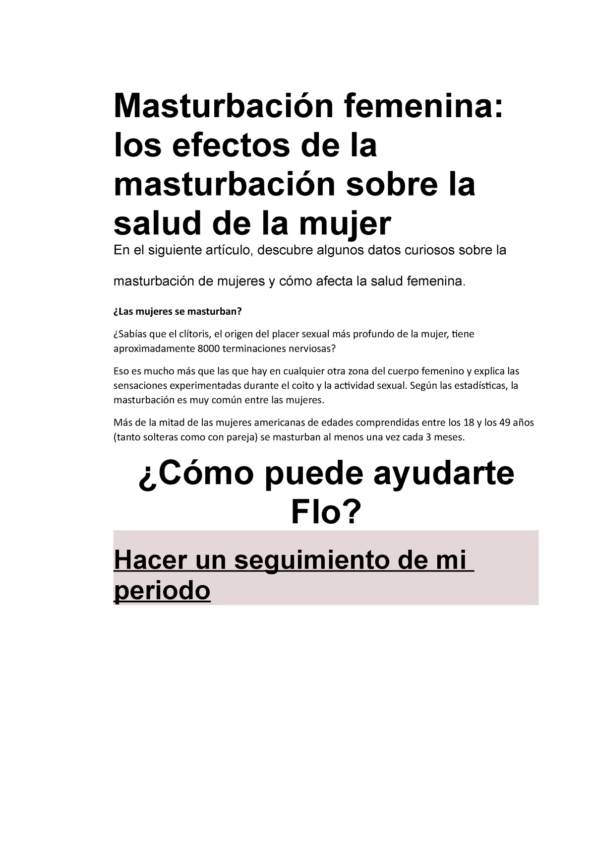 Masturbación femenina - Masturbación femenina: los efectos de la  masturbación sobre la salud de la - Studocu