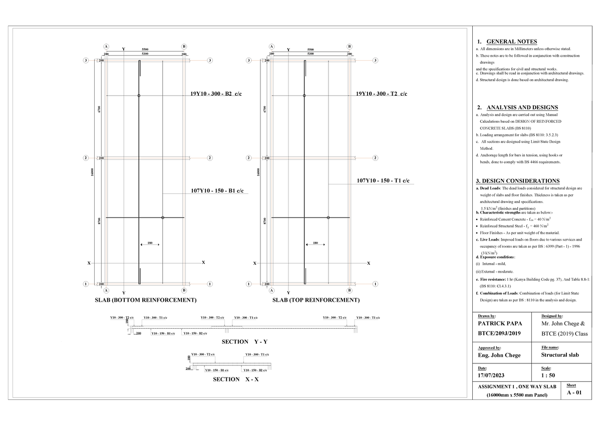 PAPA chege assignment - Structural drawing for a one way slab design ...