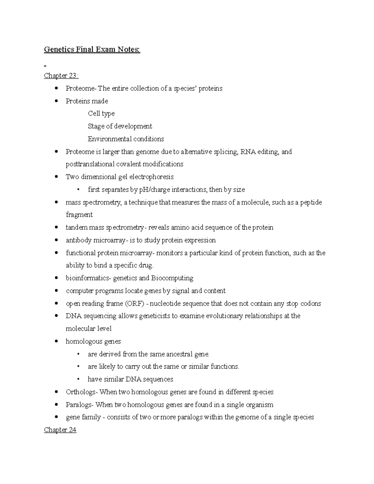 final notes Final Exam Notes Chapter 23 The