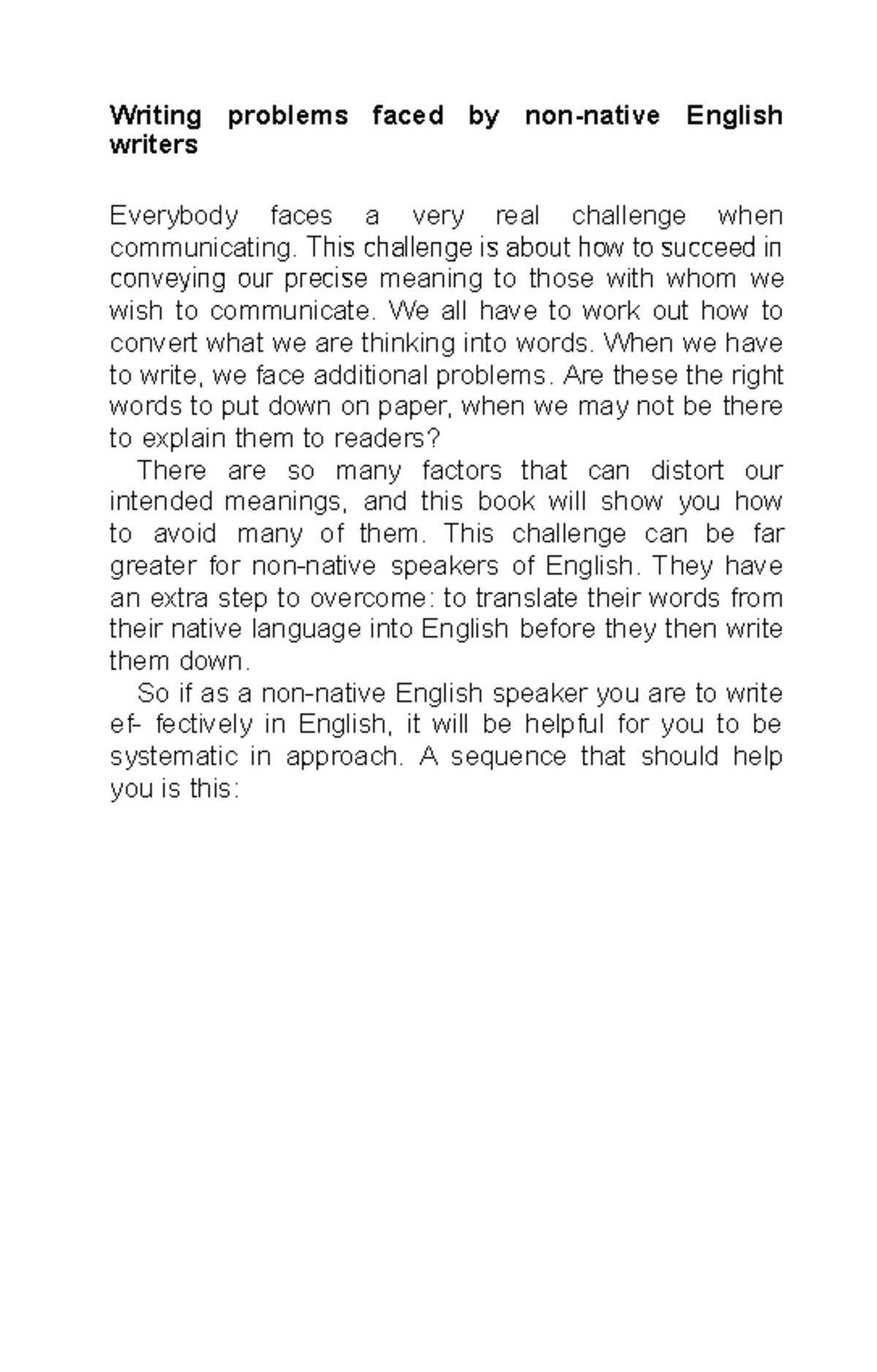 Writing problems faced by non-native English writers - Writing problems ...