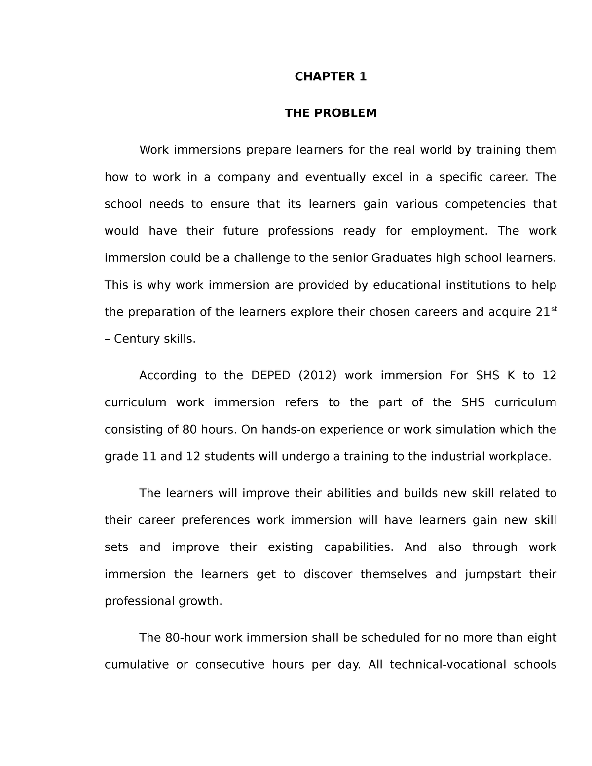 work immersion research study chapter 1