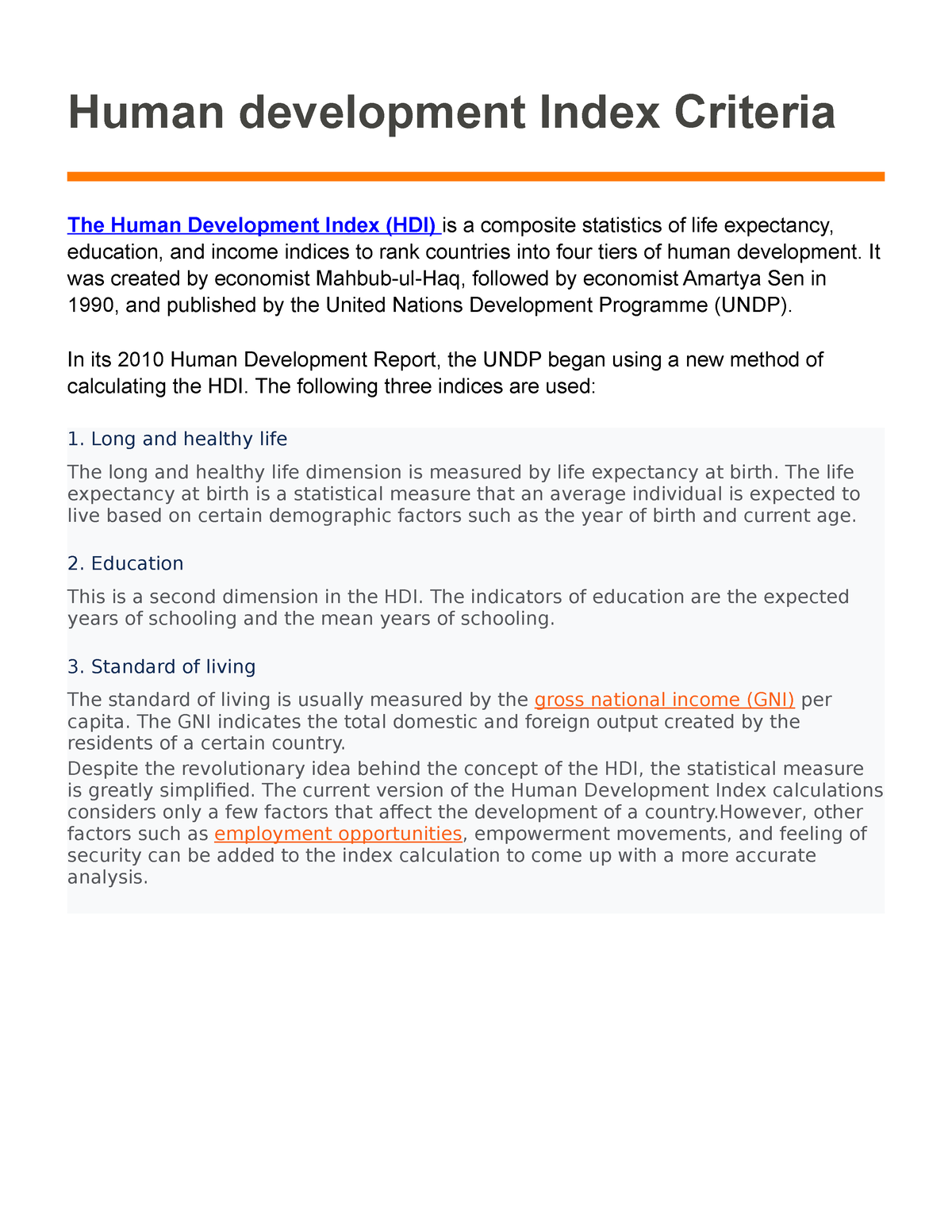 literature review on human development index