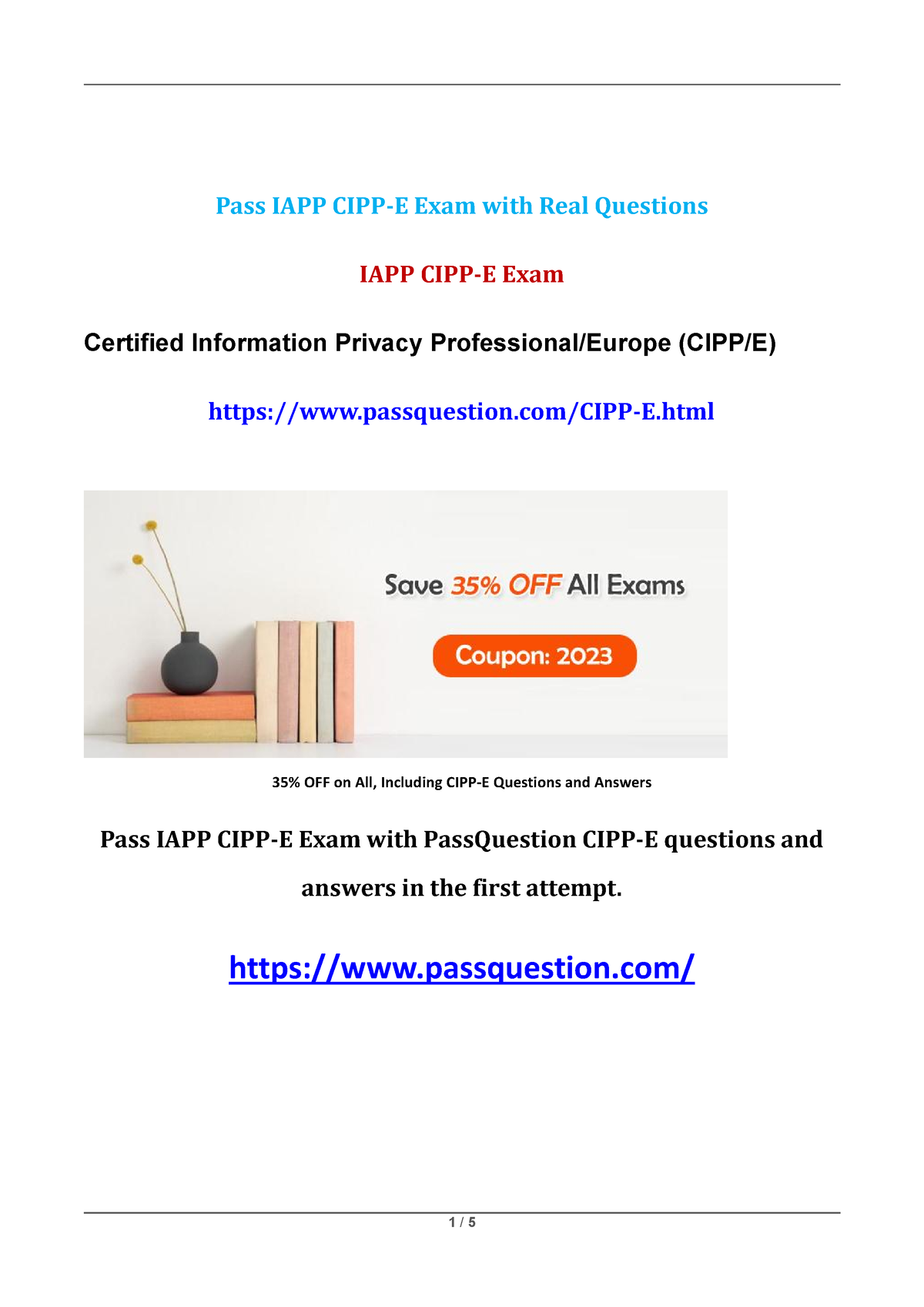 IAPP CIPP E Certification Study Guide 2023 Pass IAPP CIPP E Exam with