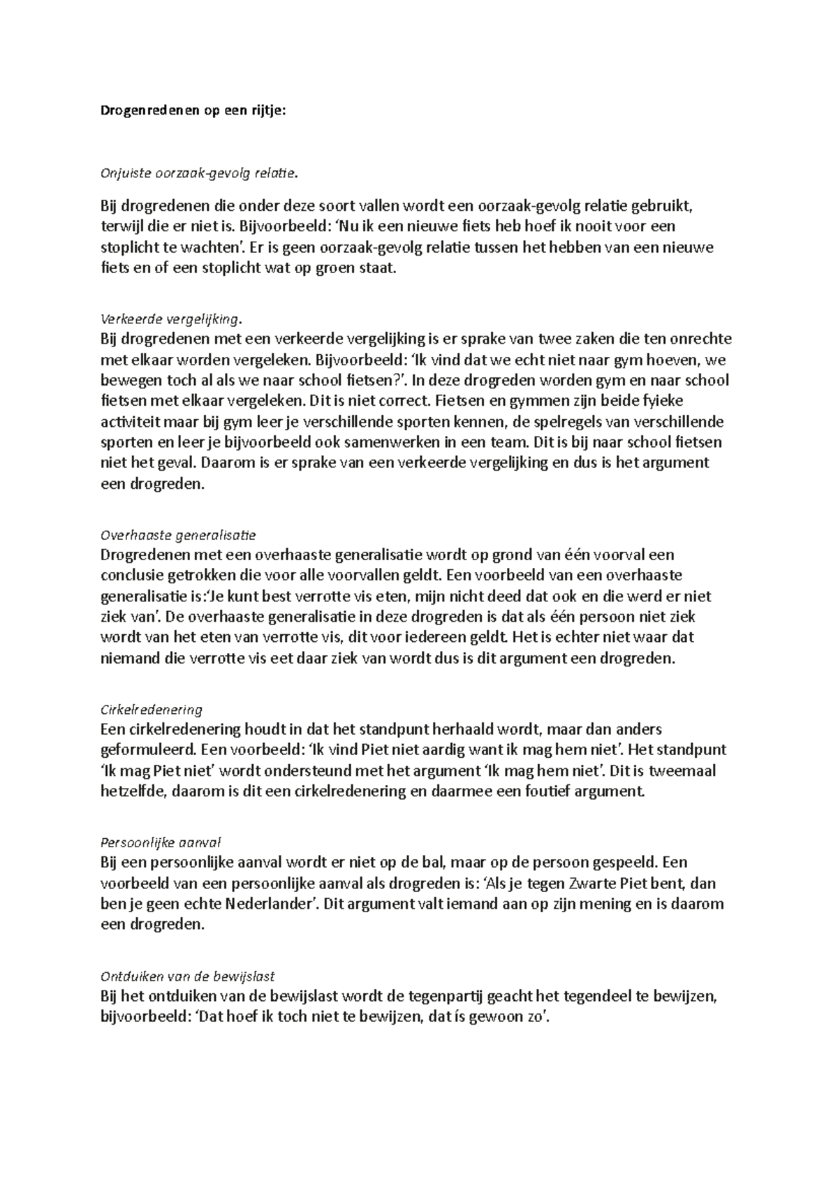 5HAVO Nederlands - Samenvatting Argumenteren 5 HAVO - Drogenredenen Op ...