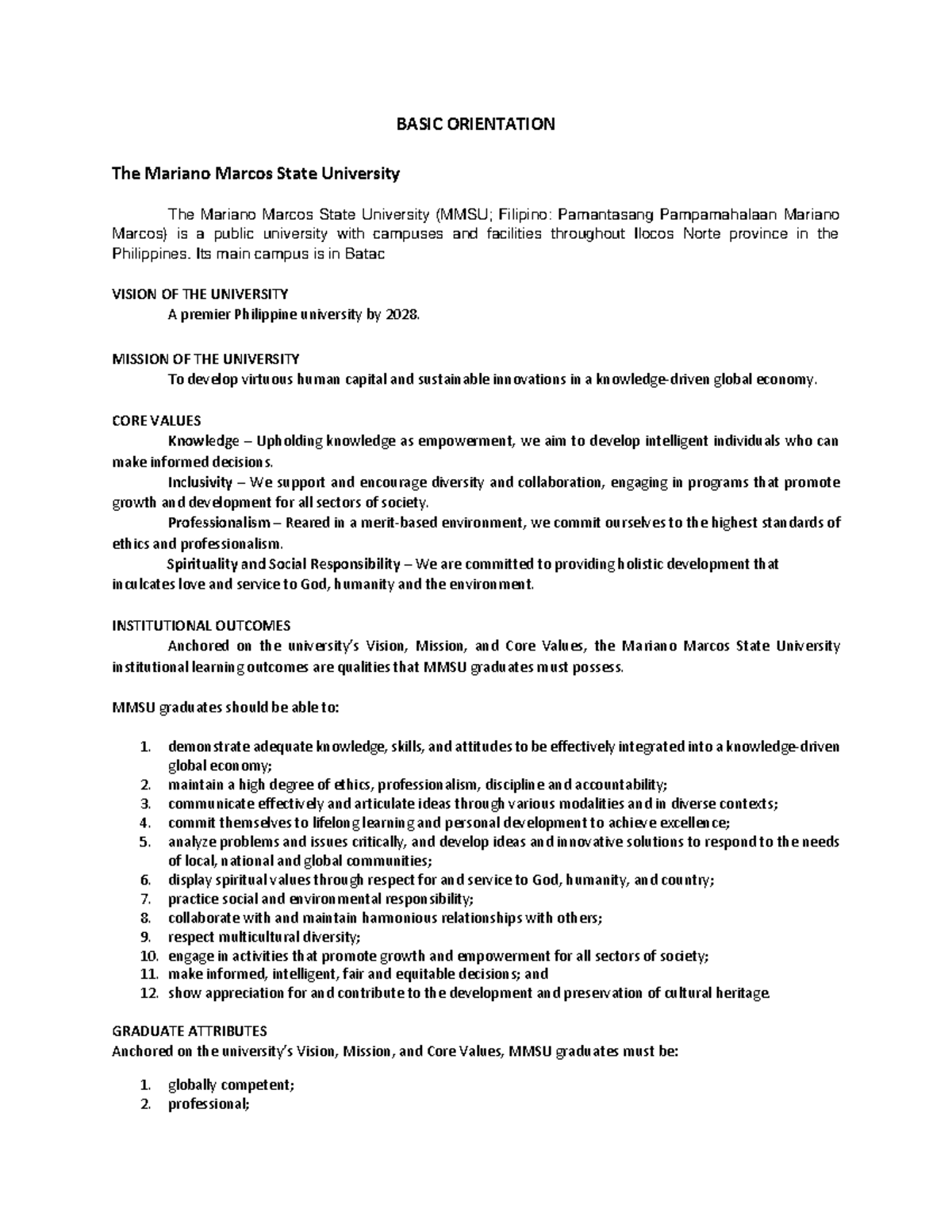 1.0 Basic Orientation-converted - BASIC ORIENTATION The Mariano Marcos ...