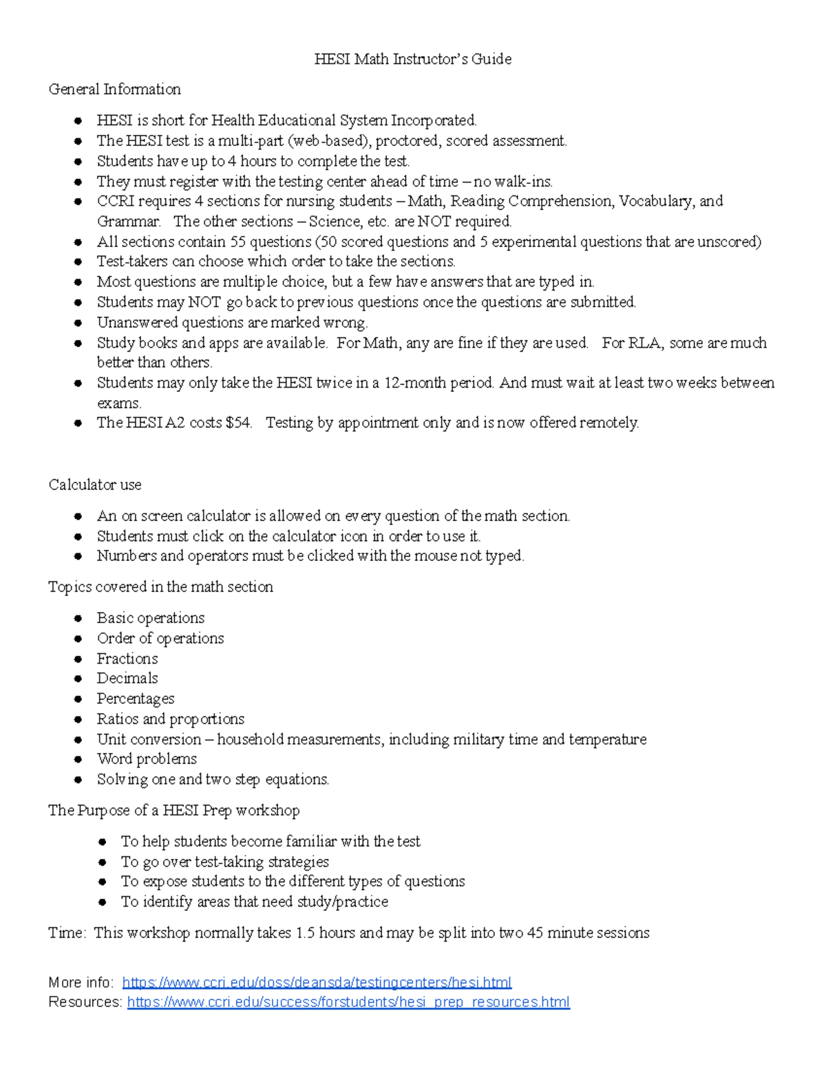 Hesi math - Hesi Math - HESI Math Instructor’s Guide General ...