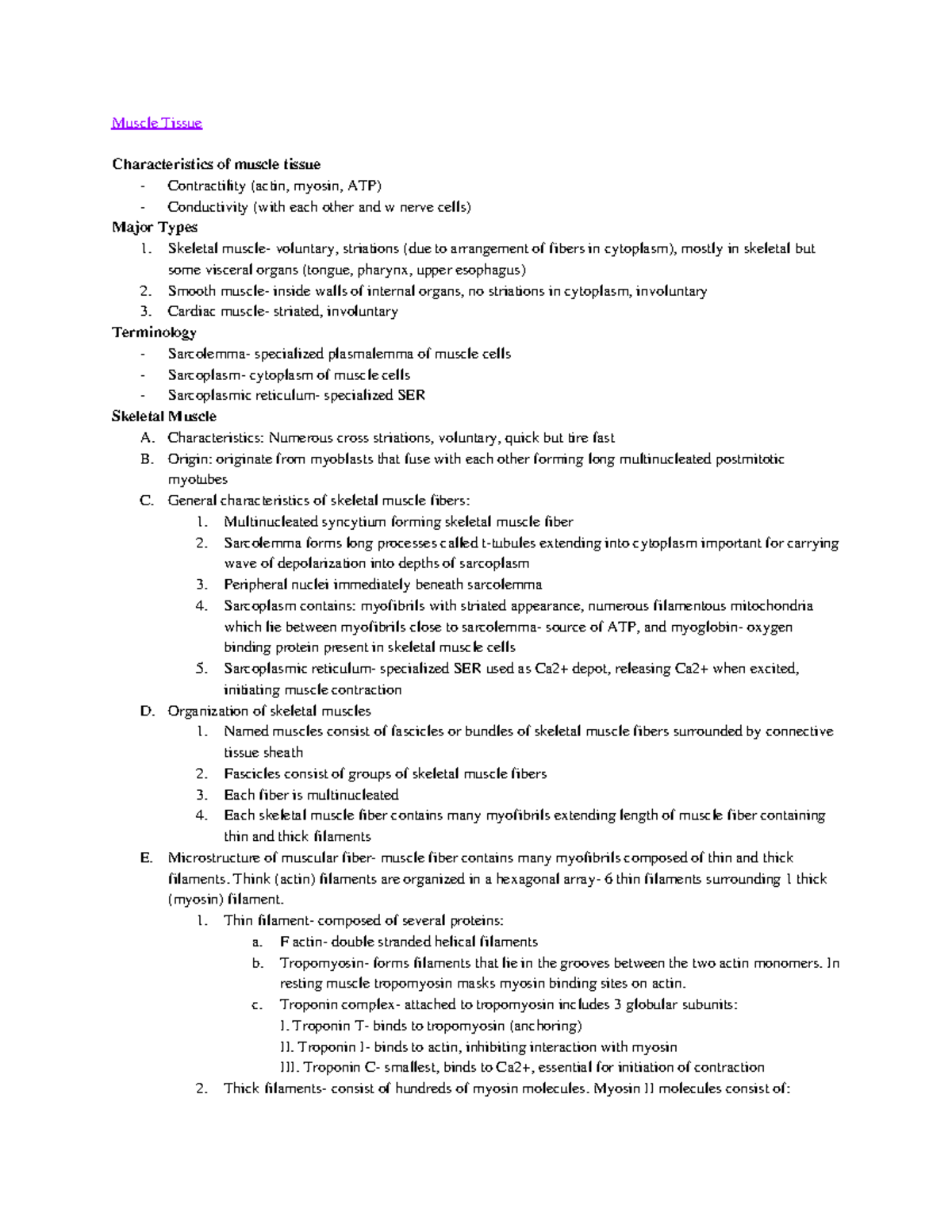 Block 3 Histology Study Guide - Muscle Tissue Characteristics of muscle ...