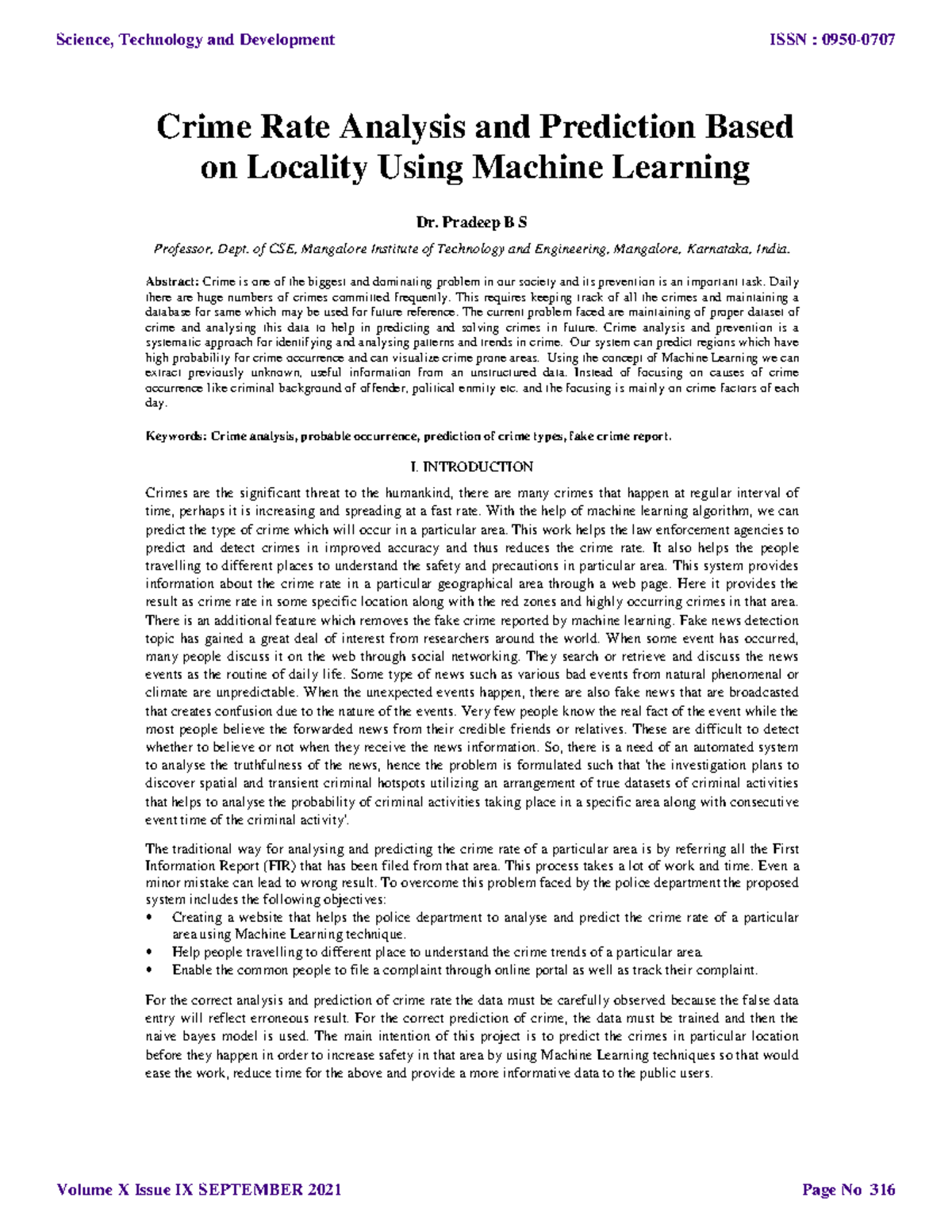 Crime Rate Analysis and Prediction Based on Locality Using Machine ...