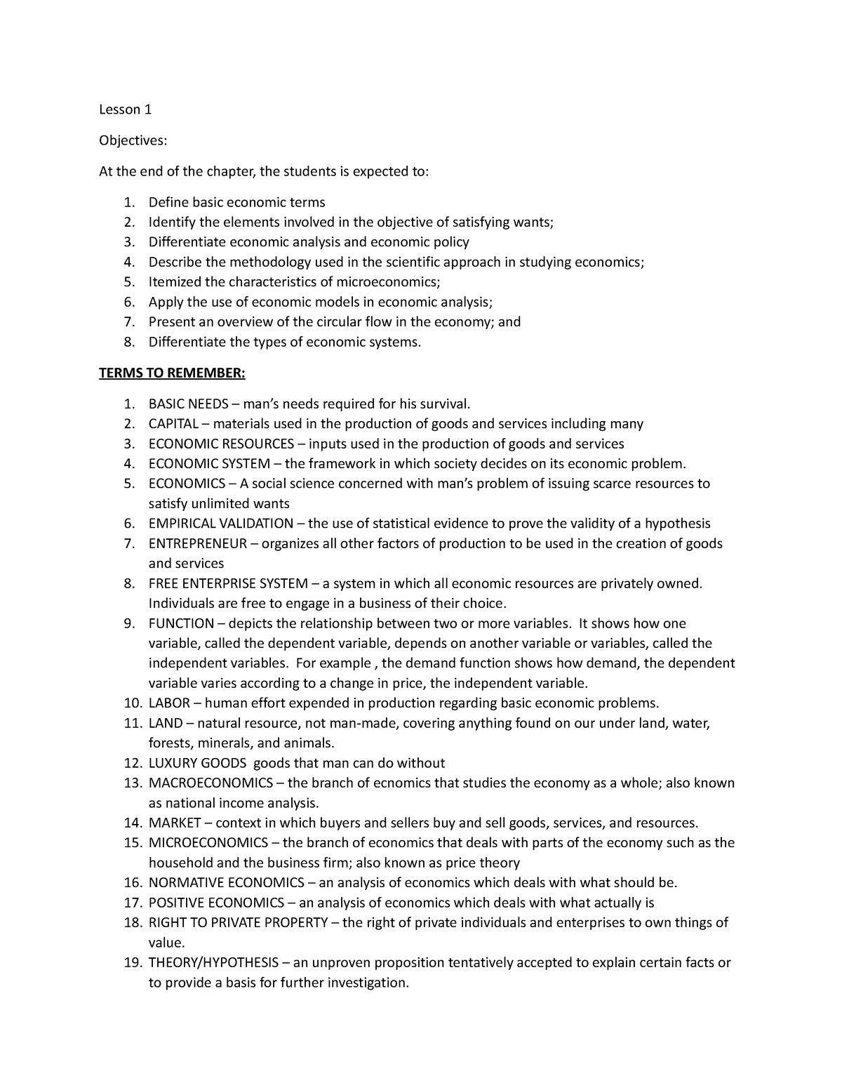 Lesson 1.on Microeconomics BA Core 01 (Auto Recovered) - BS Business ...