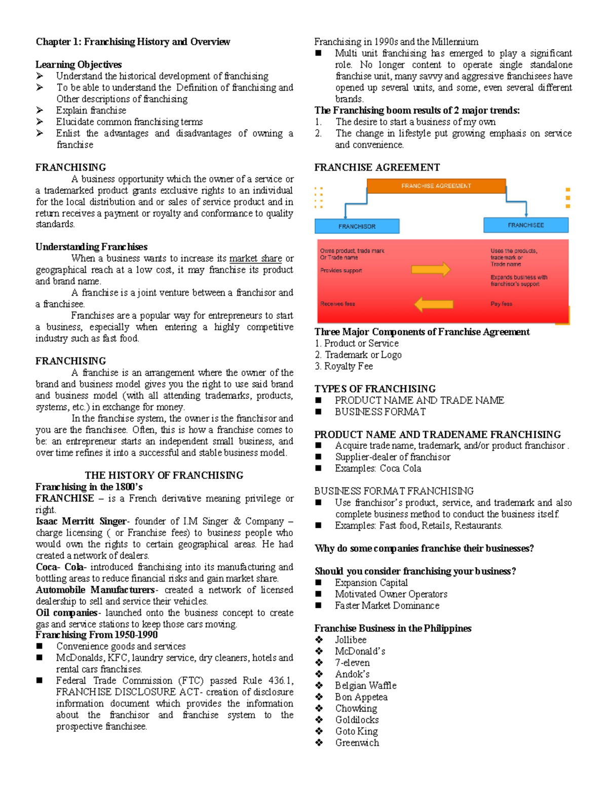 Chapter 1 - goodluck - Chapter 1 : Franchising History and Overview ...