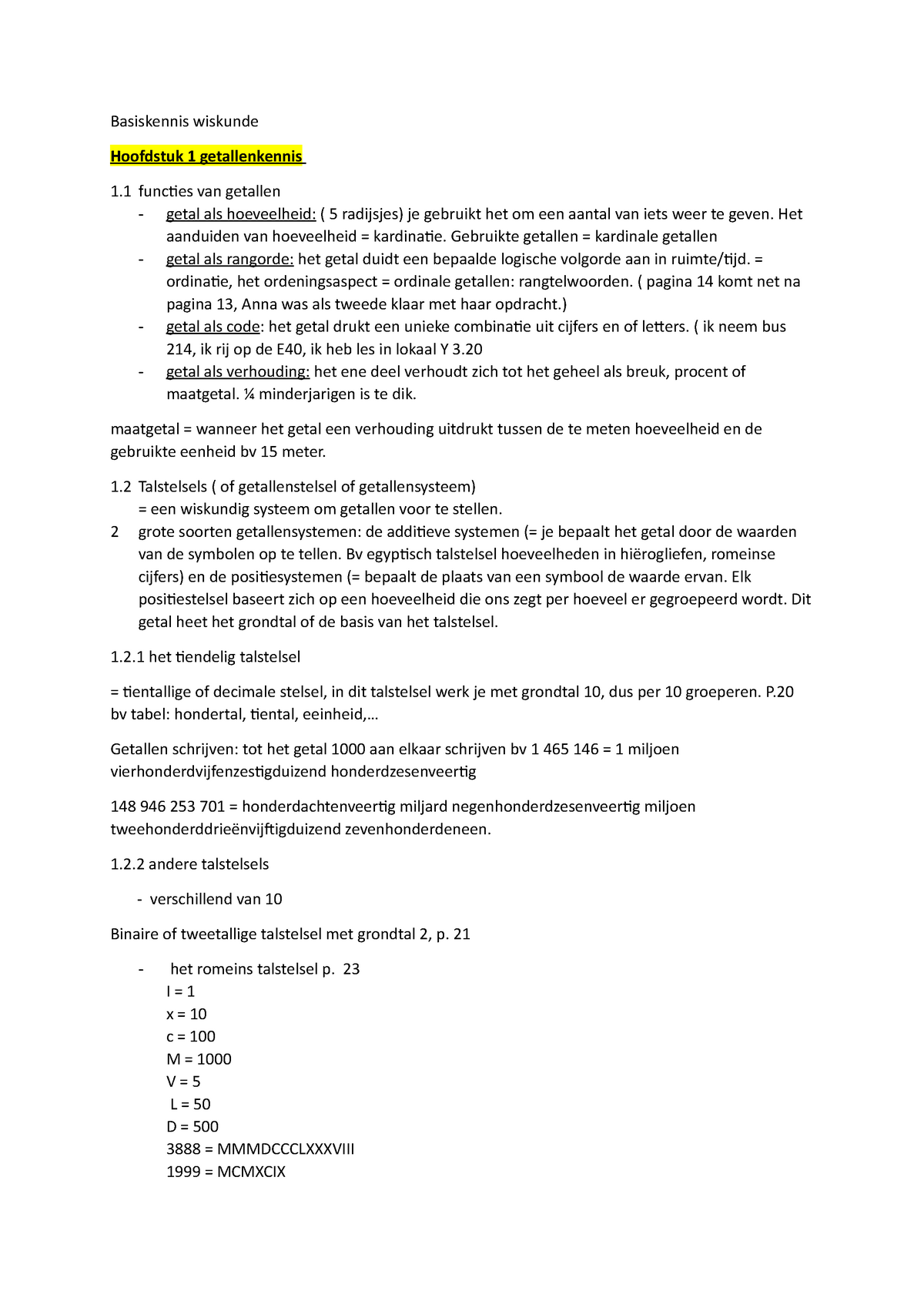 Samenvatting Wiskunde 2 Eerste Deel, Wisk - Basiskennis Wiskunde ...