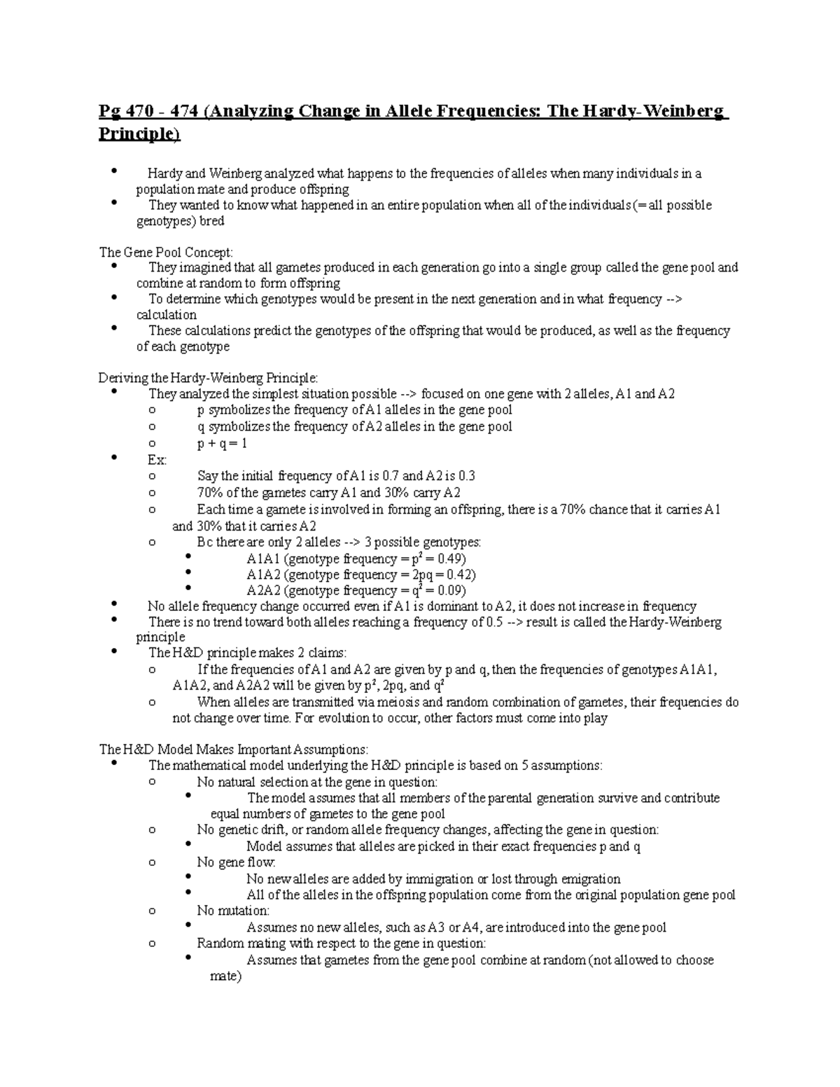 Evolution Processes - Pg 470 - 474 (Analyzing Change in Allele ...