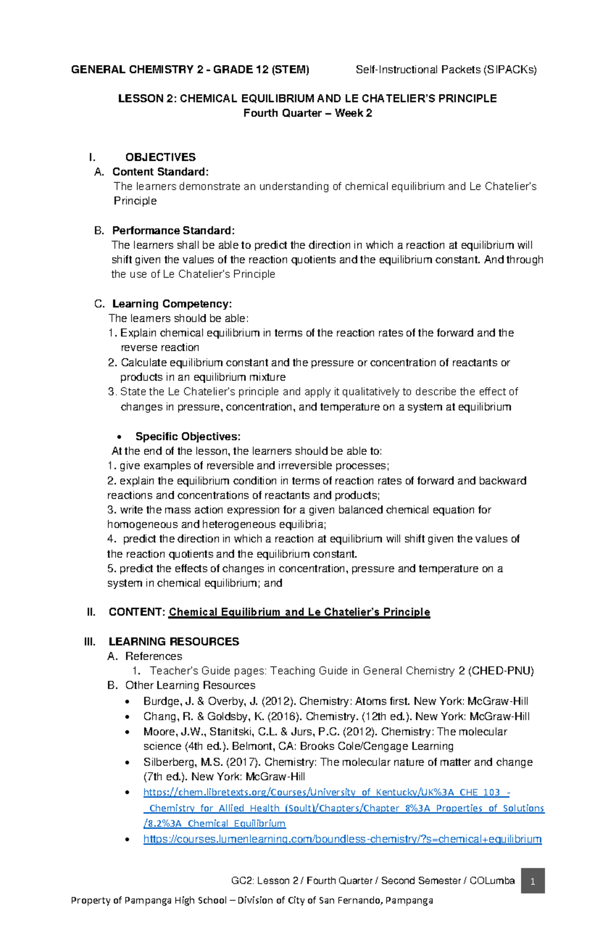 2. General Chemistry 2 - Q4 - GC2: Lesson 2 / Fourth Quarter / Second ...