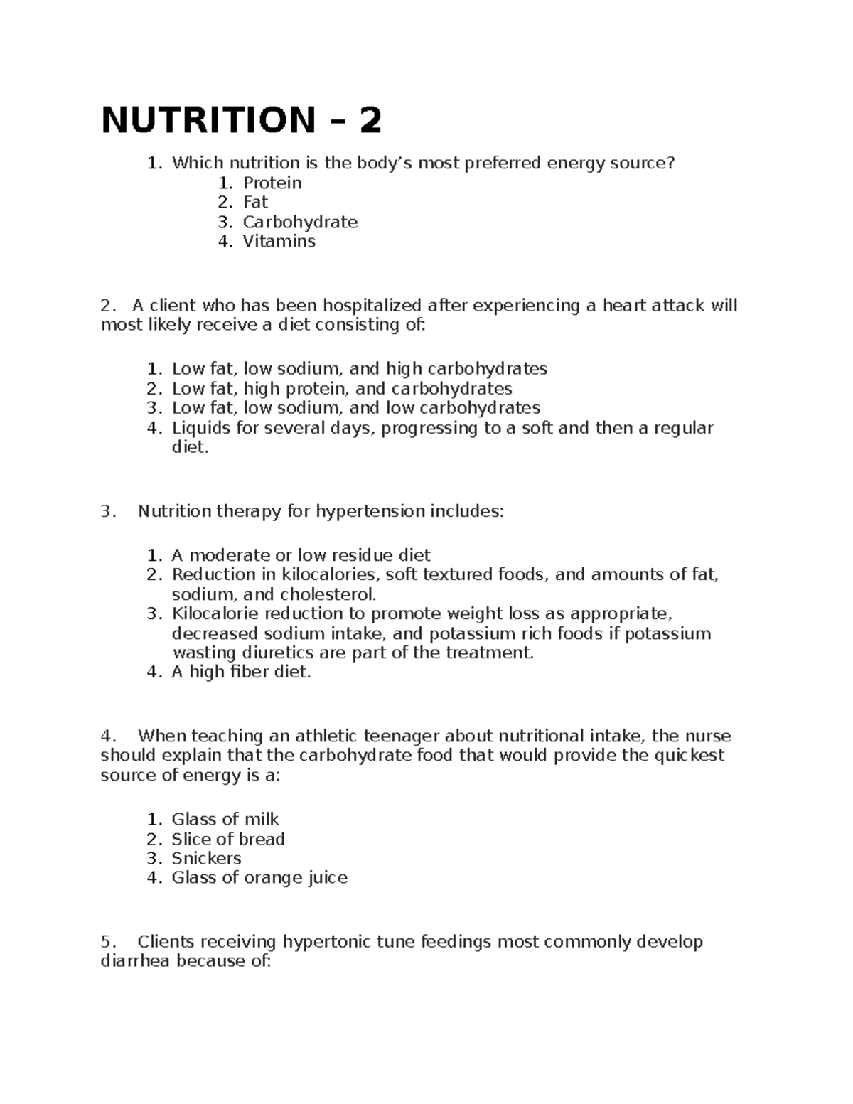 Nutrition notes NUTRITION 2 Which nutrition is the body’s most