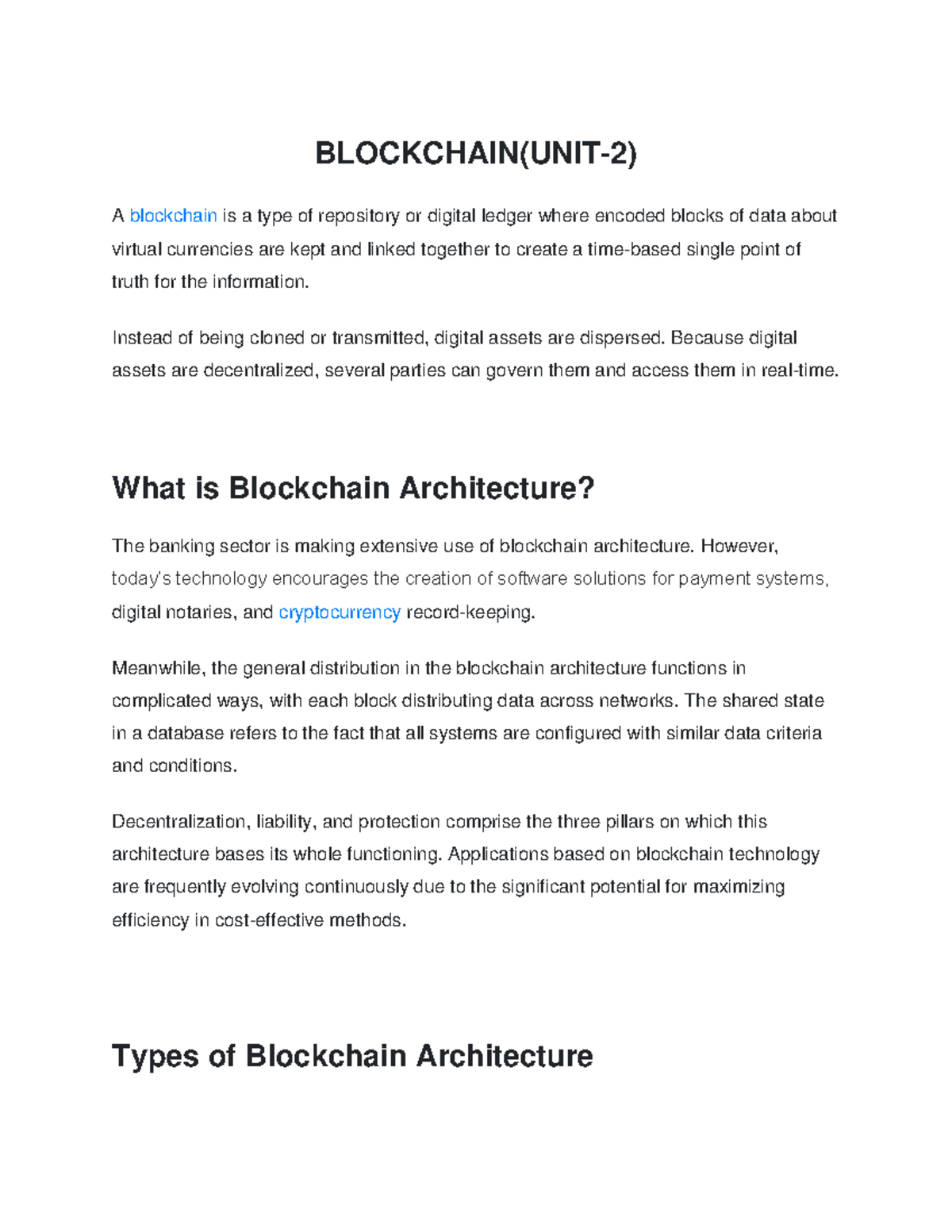 Notes 1164 UNIT-2 - Blockchain technology - BLOCKCHAIN(UNIT-2) A ...