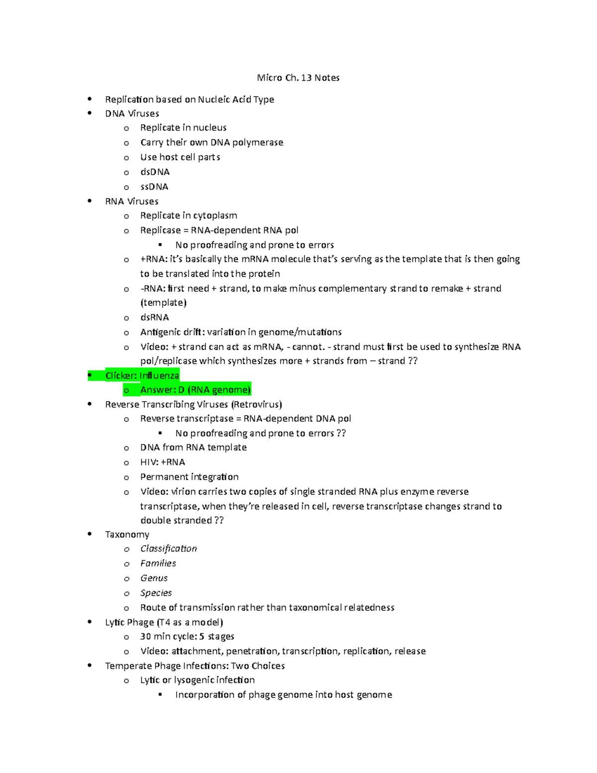 Microbio Ch13 Notes - Micro Ch. 13 Notes Replication Based On Nucleic ...