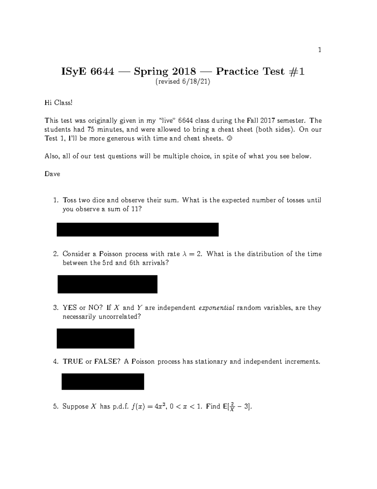 T1 2018 S Practice Solns Redacted - ISyE 6644 — Spring 2018 — Practice ...