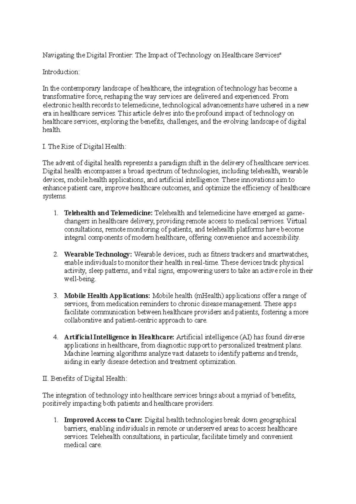 Navigating the Digital Frontier - From electronic health records to ...