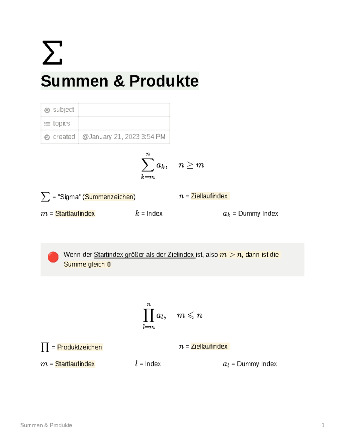 Vereinfachen Von Summen Und Produkten Klasse 8 Summen Produkte - Summen & Produkte subject topics created = “Sigma