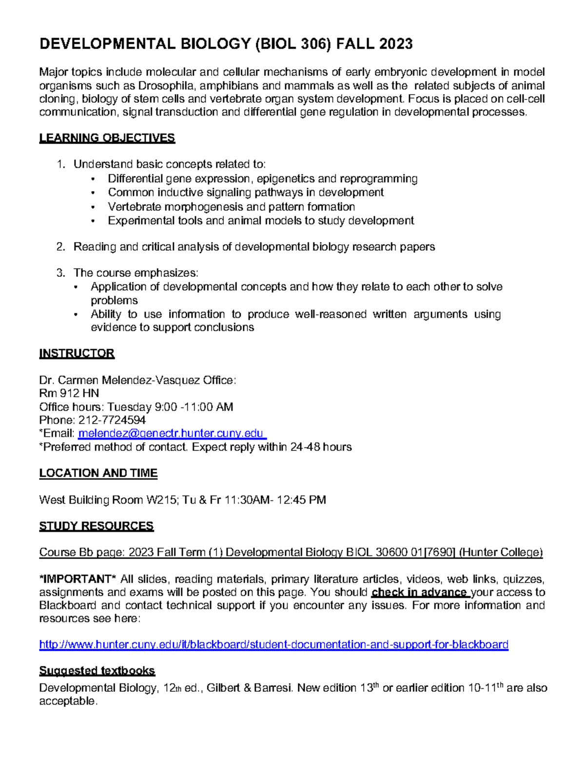 BIOL306 Syllabus and Schedule 2023 V1 - DEVELOPMENTAL BIOLOGY (BIOL 306 ...