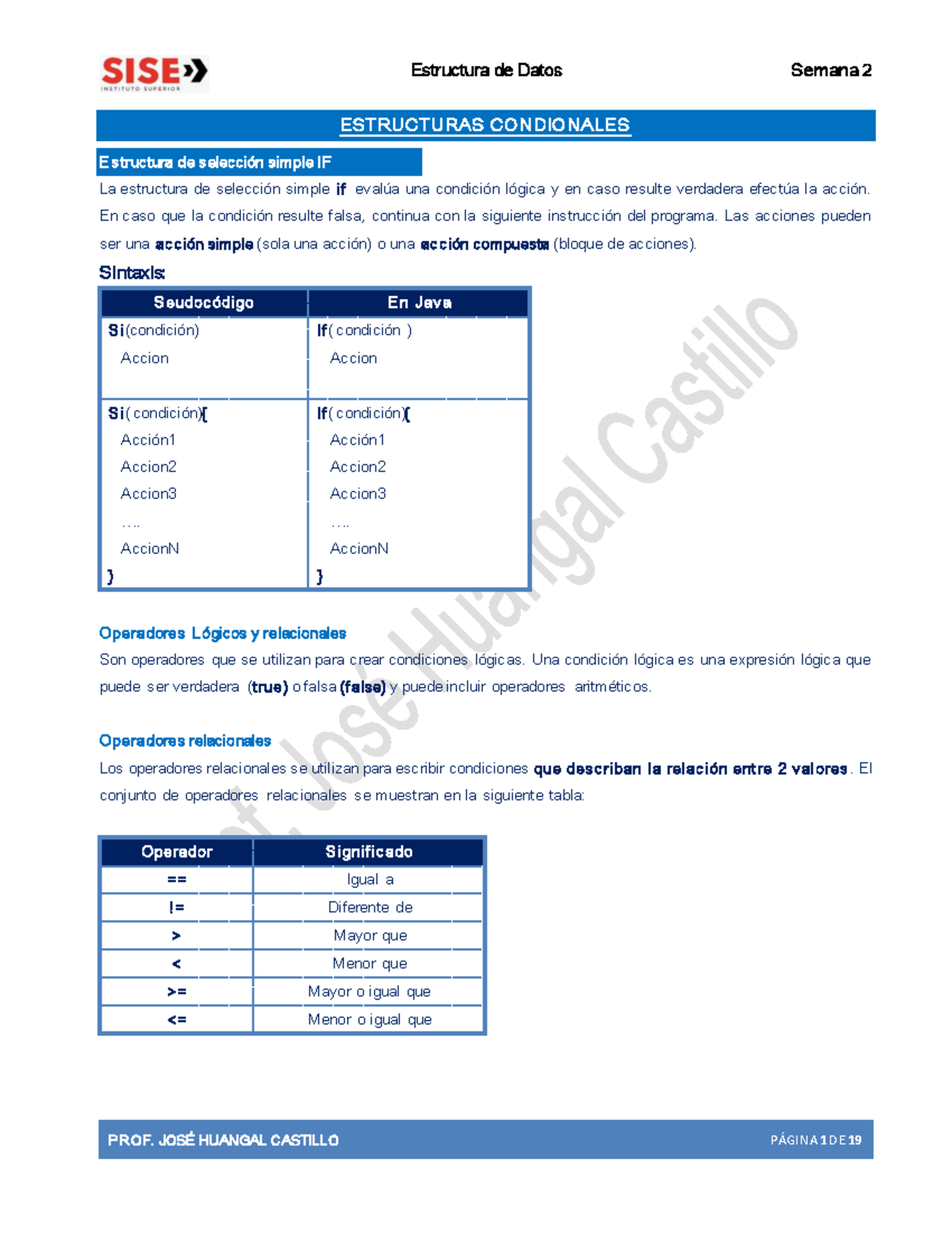 Semana 2 - Estructuras condicionales Simples, Dobles y Multiples ...