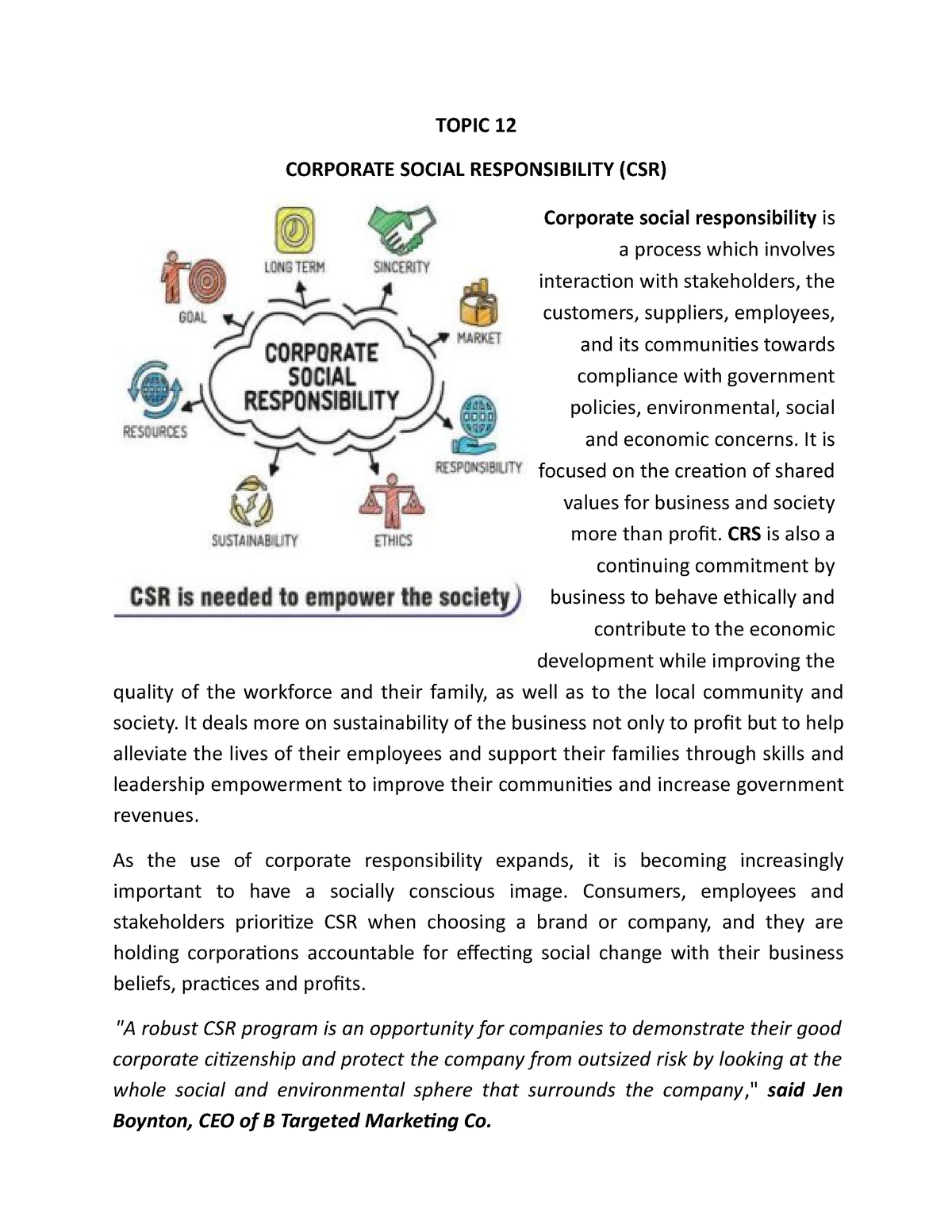 csr essay grade 12